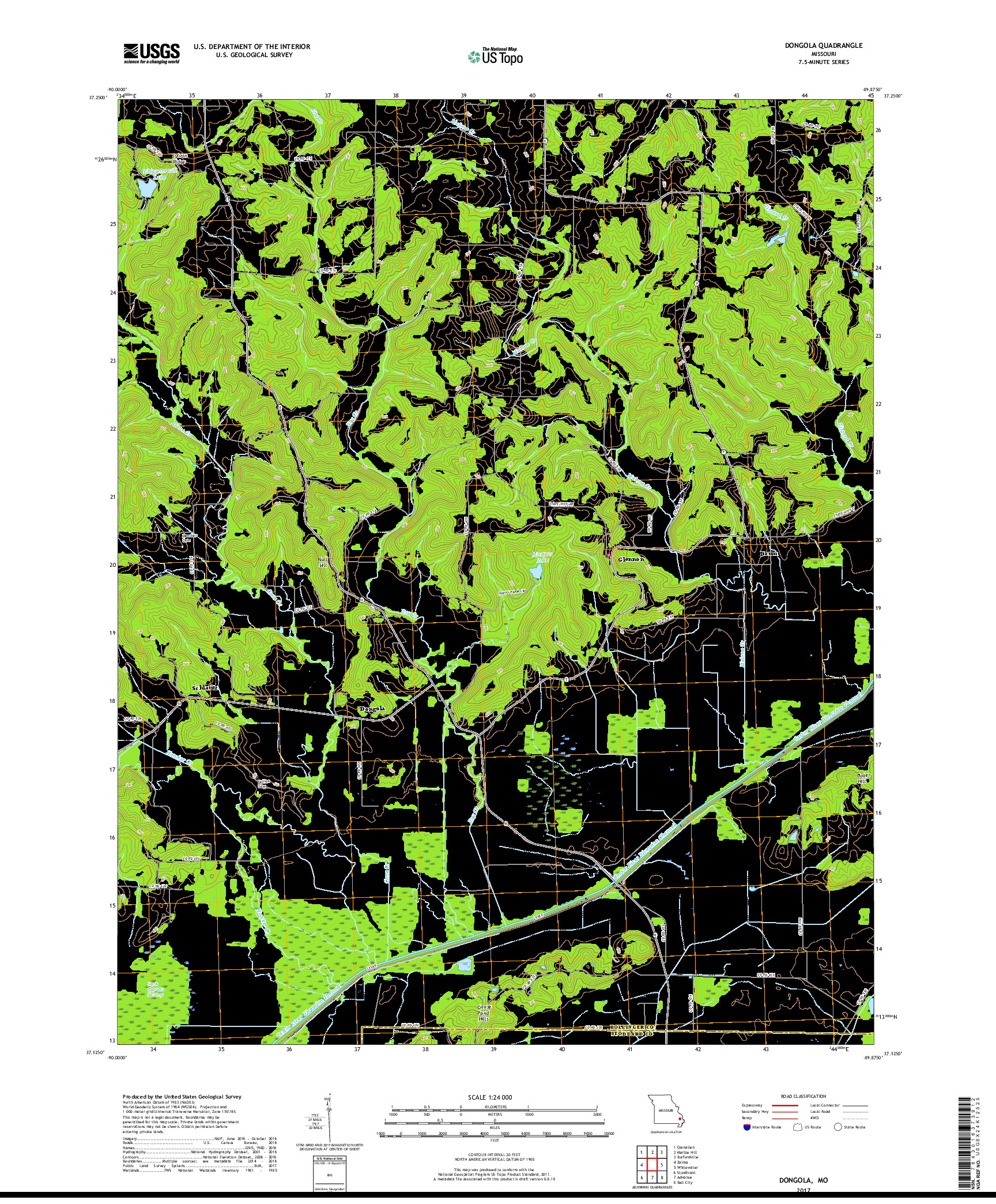 USGS US TOPO 7.5-MINUTE MAP FOR DONGOLA, MO 2017