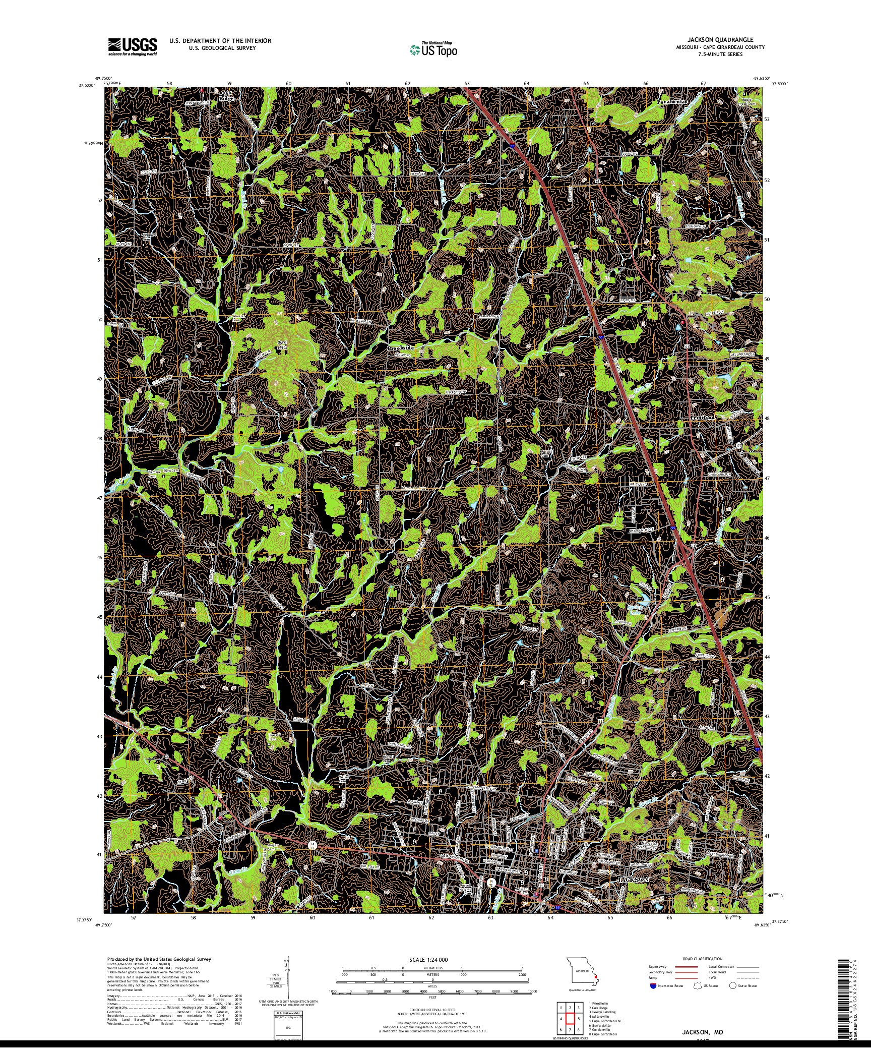 USGS US TOPO 7.5-MINUTE MAP FOR JACKSON, MO 2017
