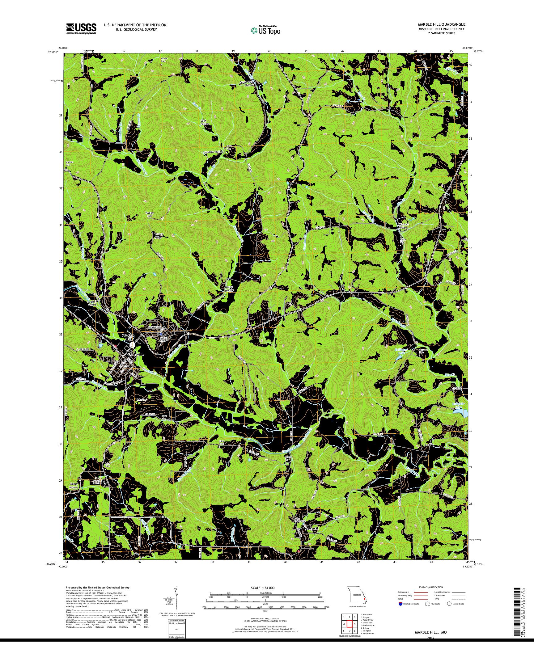 USGS US TOPO 7.5-MINUTE MAP FOR MARBLE HILL, MO 2017