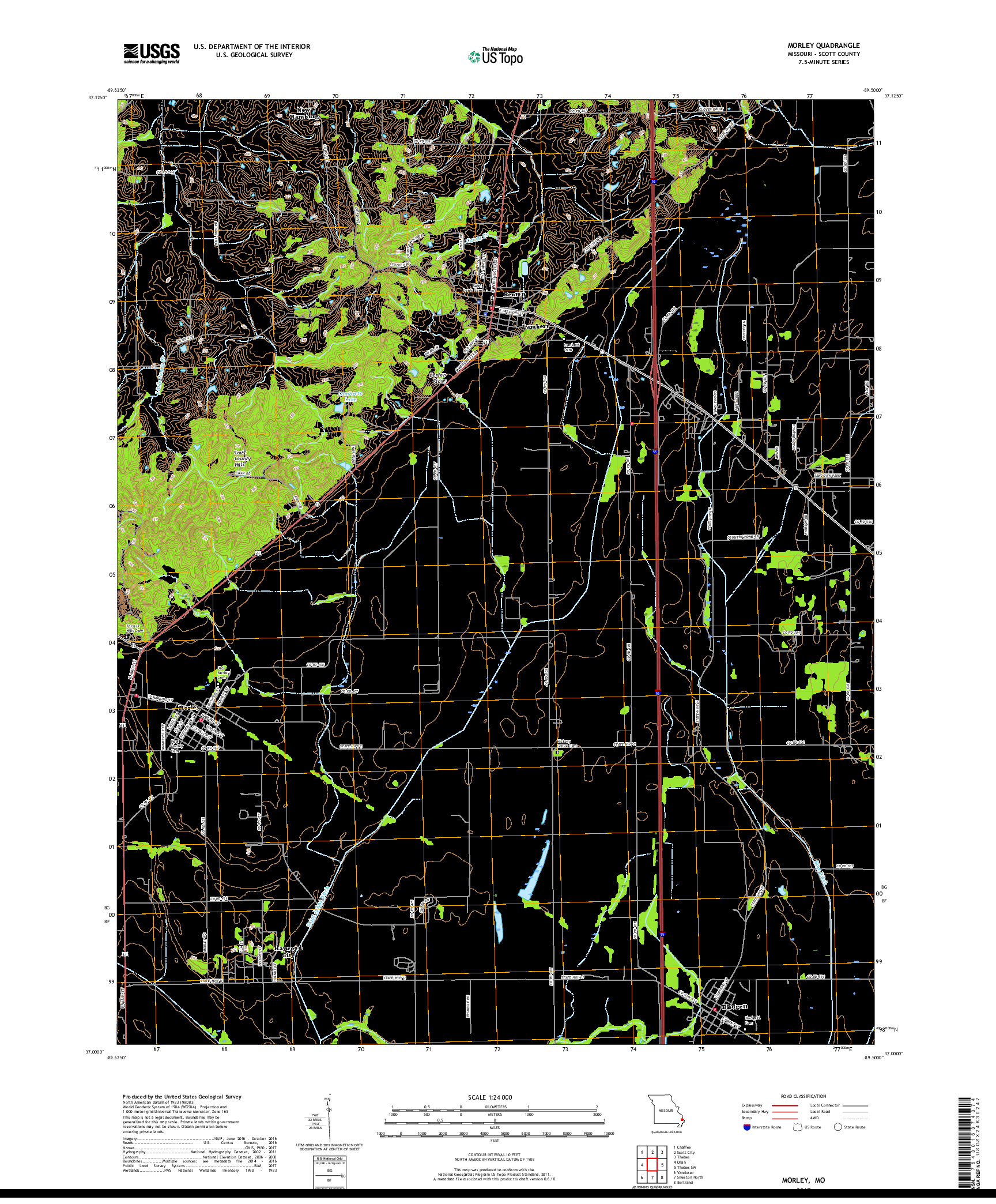 USGS US TOPO 7.5-MINUTE MAP FOR MORLEY, MO 2017