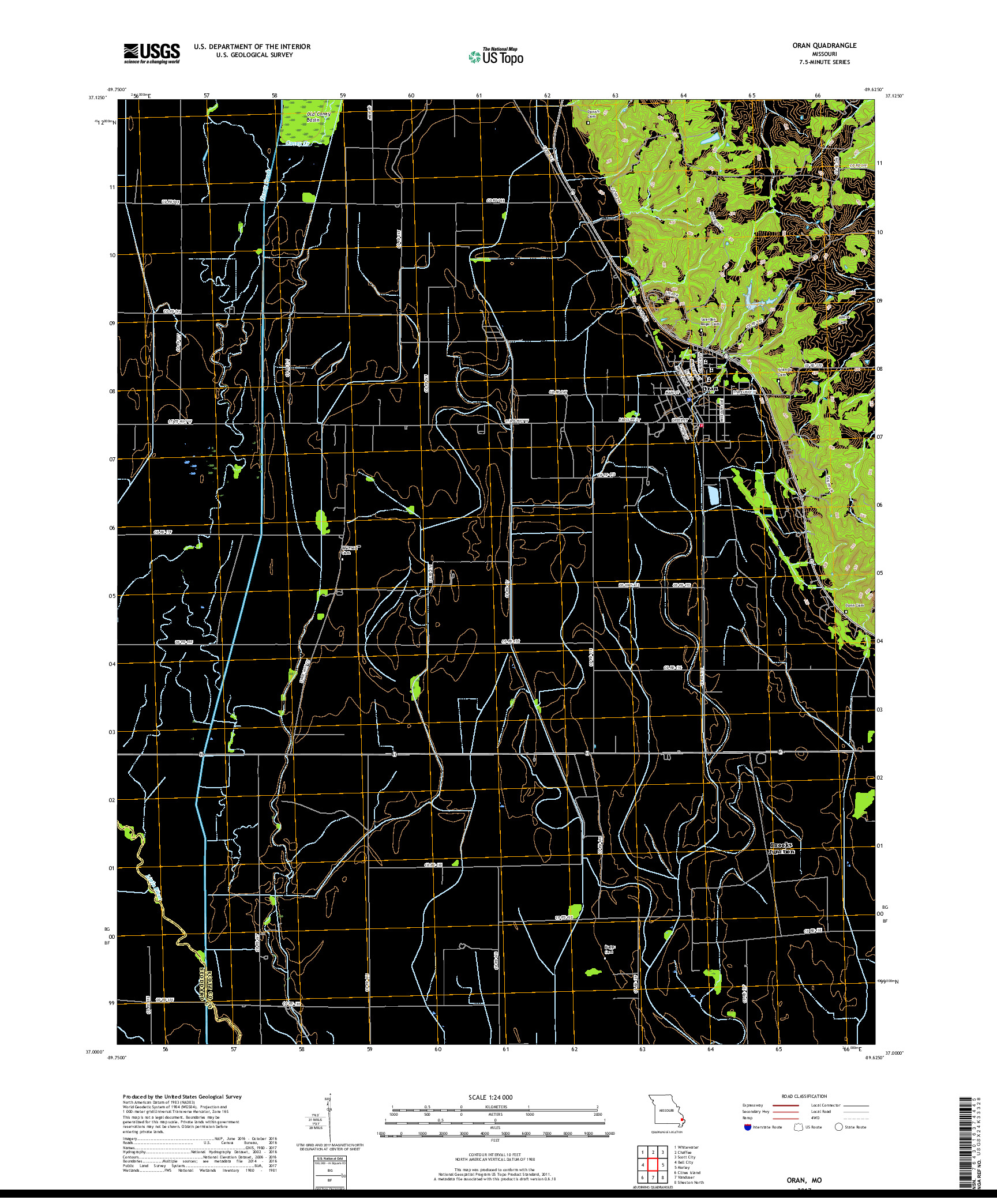 USGS US TOPO 7.5-MINUTE MAP FOR ORAN, MO 2017