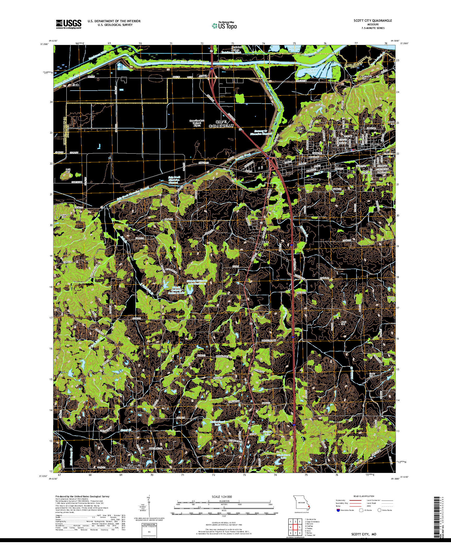 USGS US TOPO 7.5-MINUTE MAP FOR SCOTT CITY, MO 2017