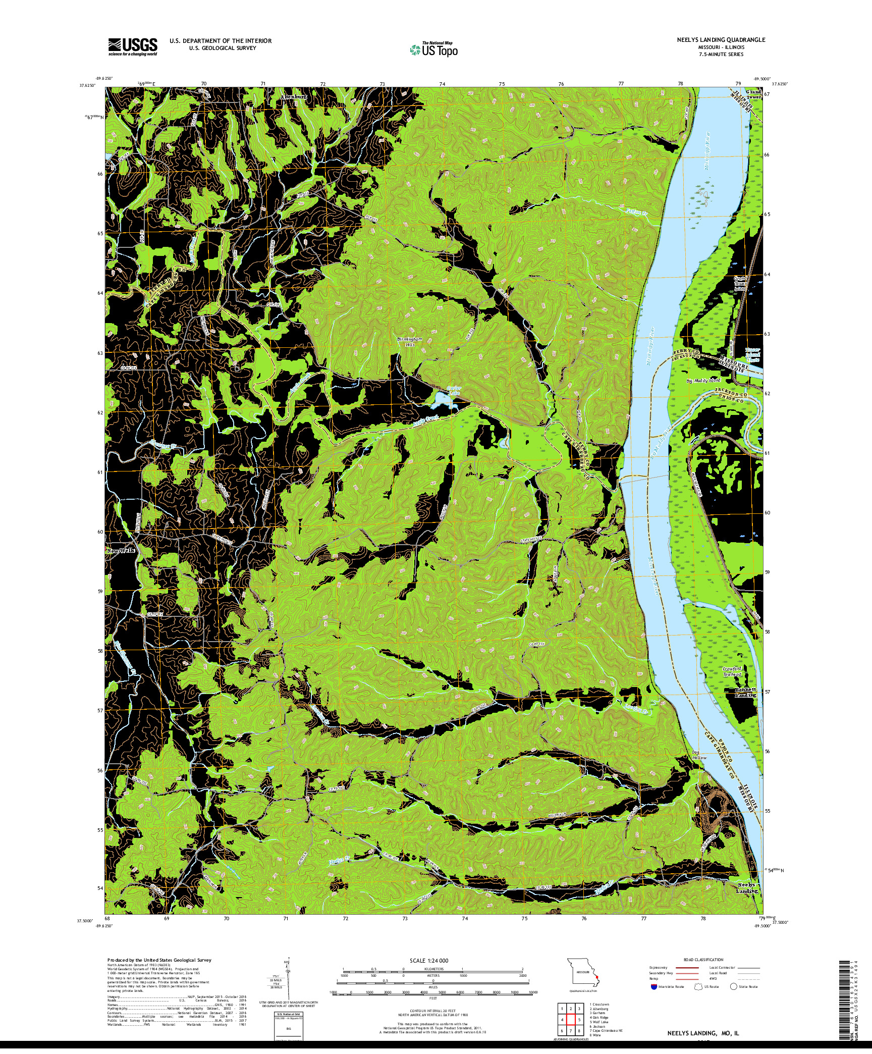 USGS US TOPO 7.5-MINUTE MAP FOR NEELYS LANDING, MO,IL 2017