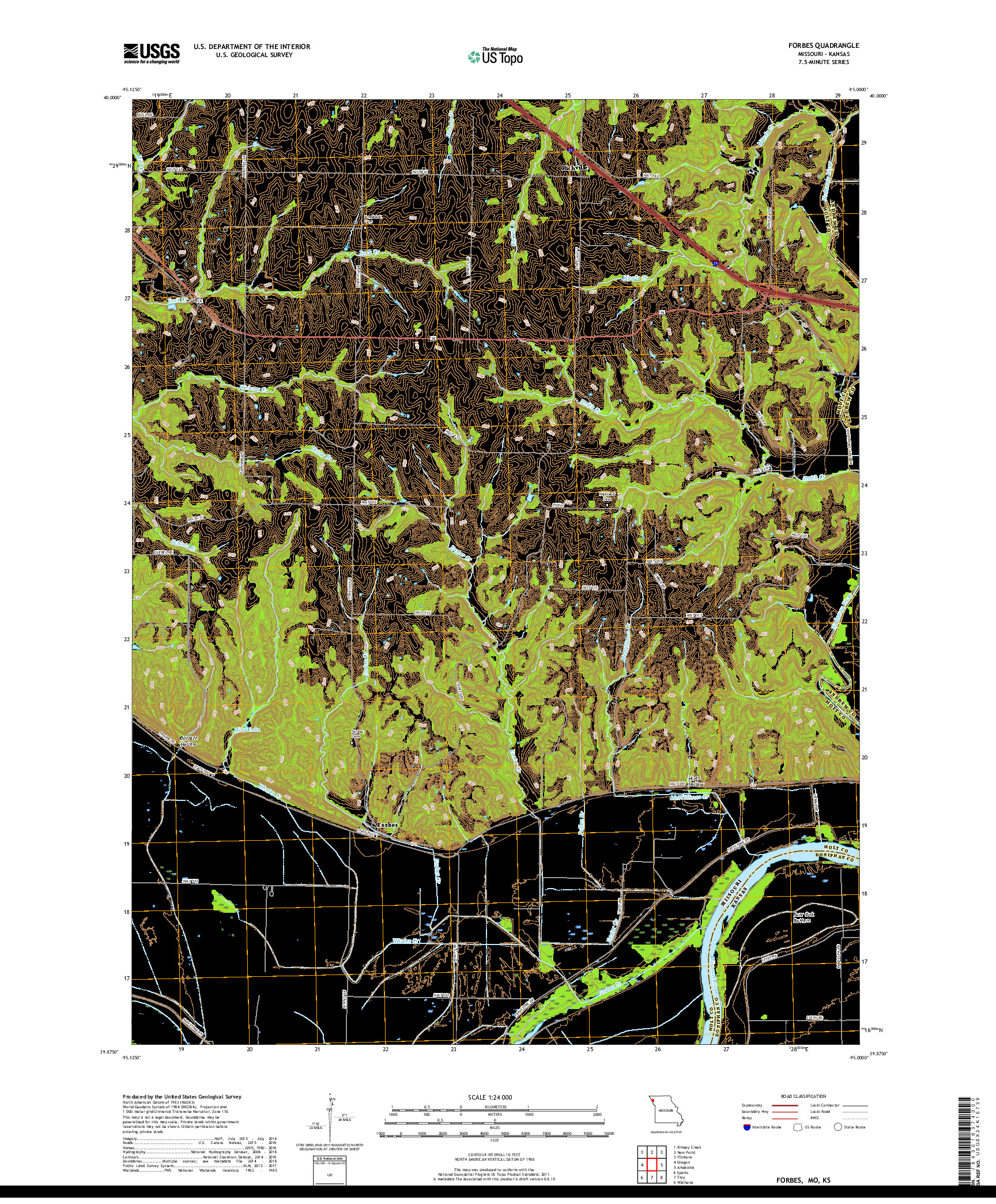 USGS US TOPO 7.5-MINUTE MAP FOR FORBES, MO,KS 2017