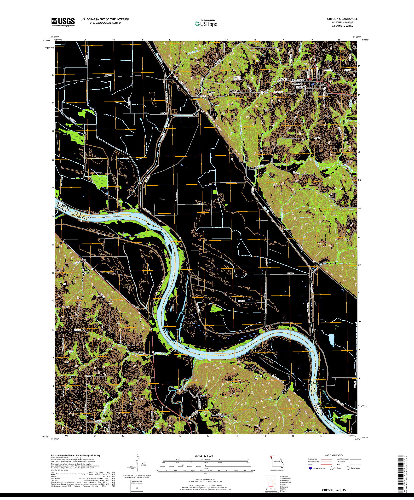 USGS US TOPO 7.5-MINUTE MAP FOR OREGON, MO,KS 2017