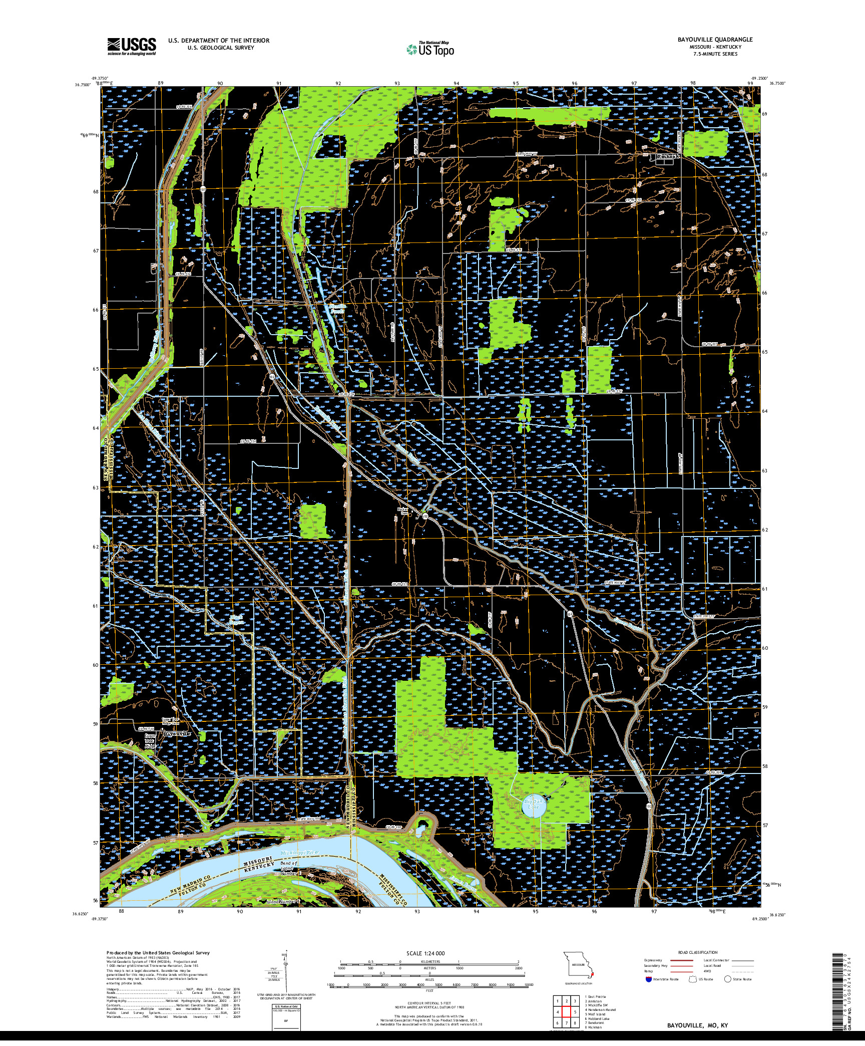 USGS US TOPO 7.5-MINUTE MAP FOR BAYOUVILLE, MO,KY 2017