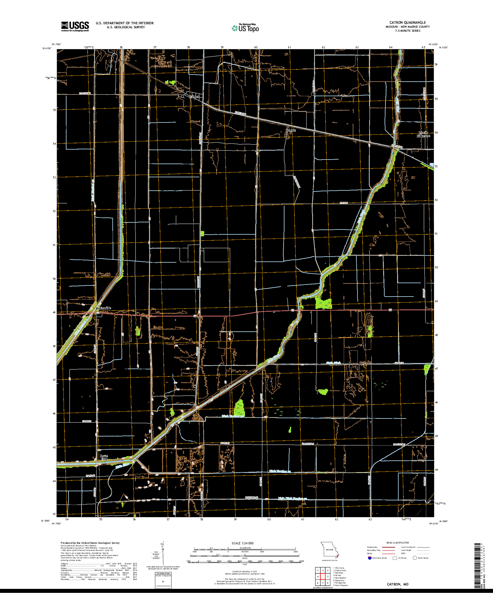 USGS US TOPO 7.5-MINUTE MAP FOR CATRON, MO 2017