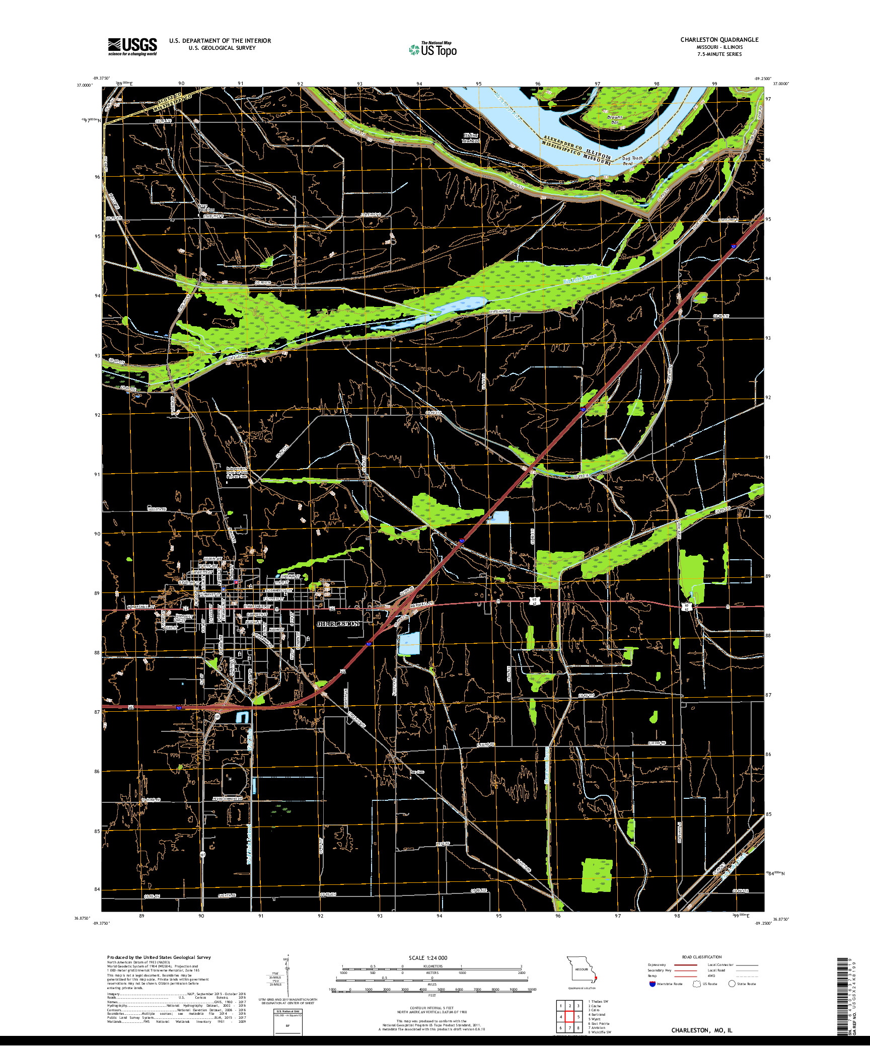 USGS US TOPO 7.5-MINUTE MAP FOR CHARLESTON, MO,IL 2017