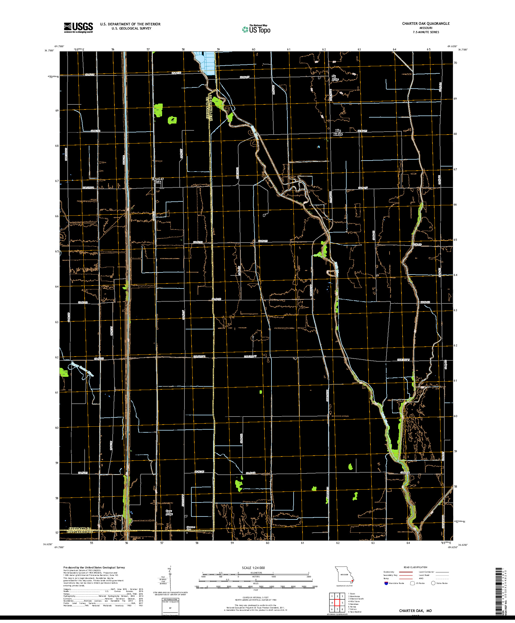 USGS US TOPO 7.5-MINUTE MAP FOR CHARTER OAK, MO 2017