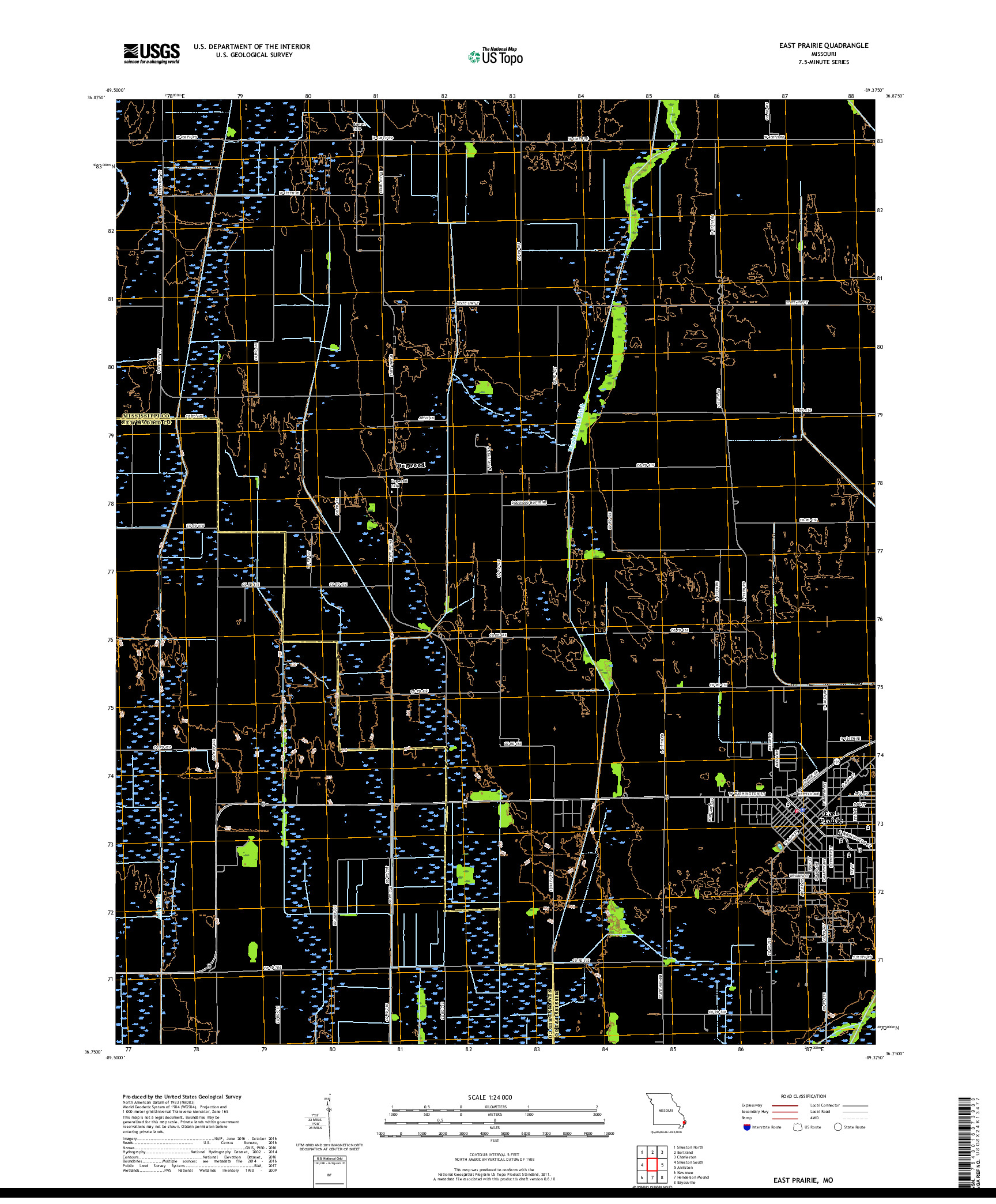 USGS US TOPO 7.5-MINUTE MAP FOR EAST PRAIRIE, MO 2017