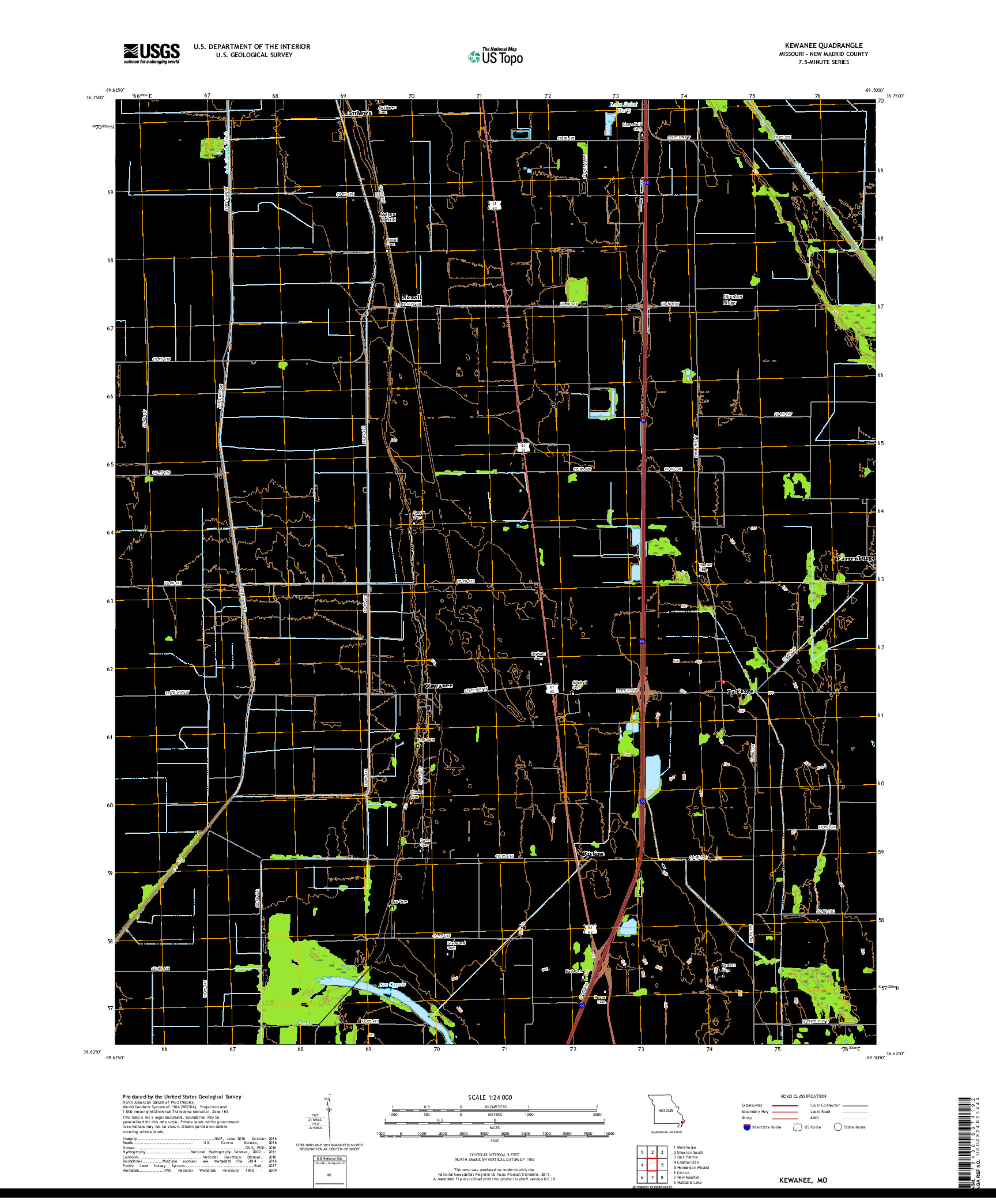 USGS US TOPO 7.5-MINUTE MAP FOR KEWANEE, MO 2017