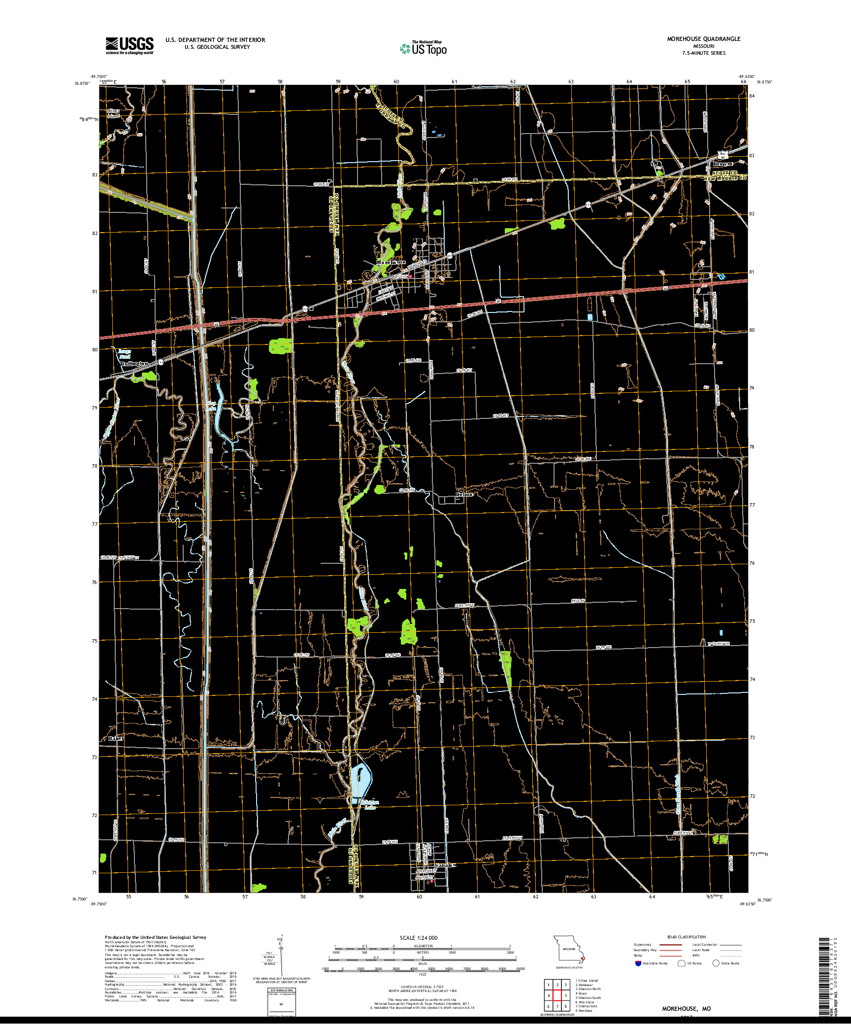 USGS US TOPO 7.5-MINUTE MAP FOR MOREHOUSE, MO 2017