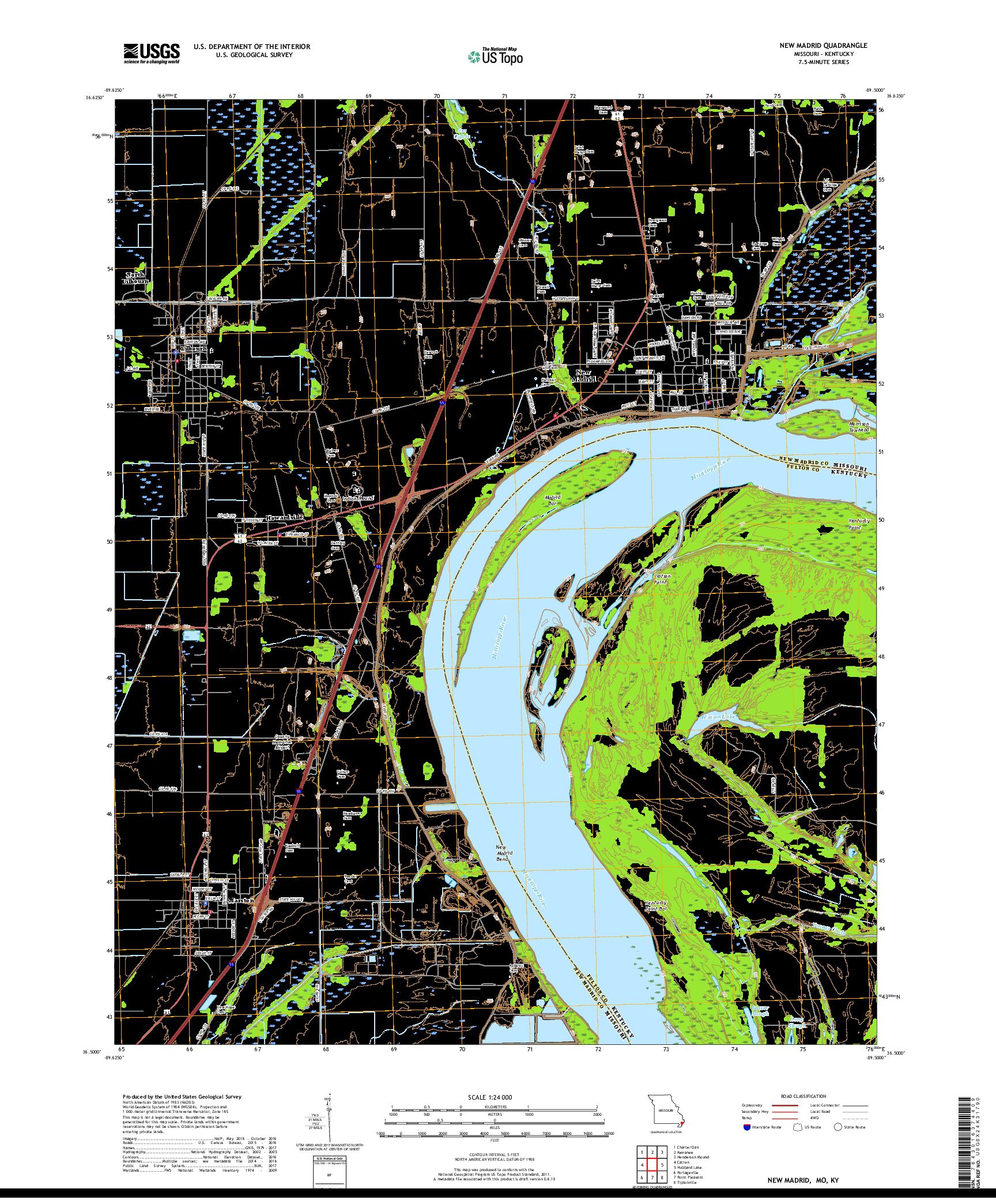 USGS US TOPO 7.5-MINUTE MAP FOR NEW MADRID, MO,KY 2017