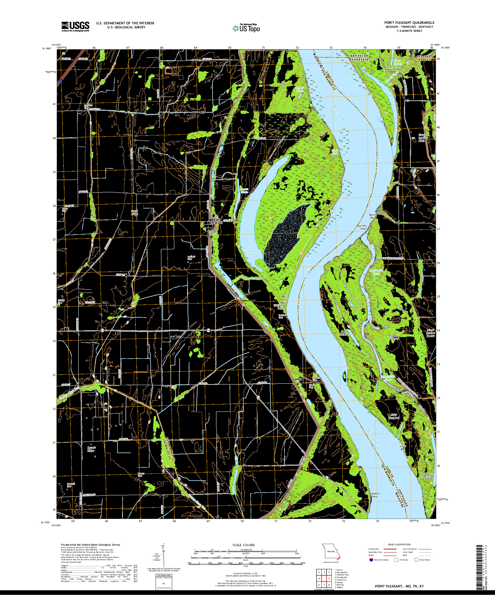 USGS US TOPO 7.5-MINUTE MAP FOR POINT PLEASANT, MO,TN,KY 2017