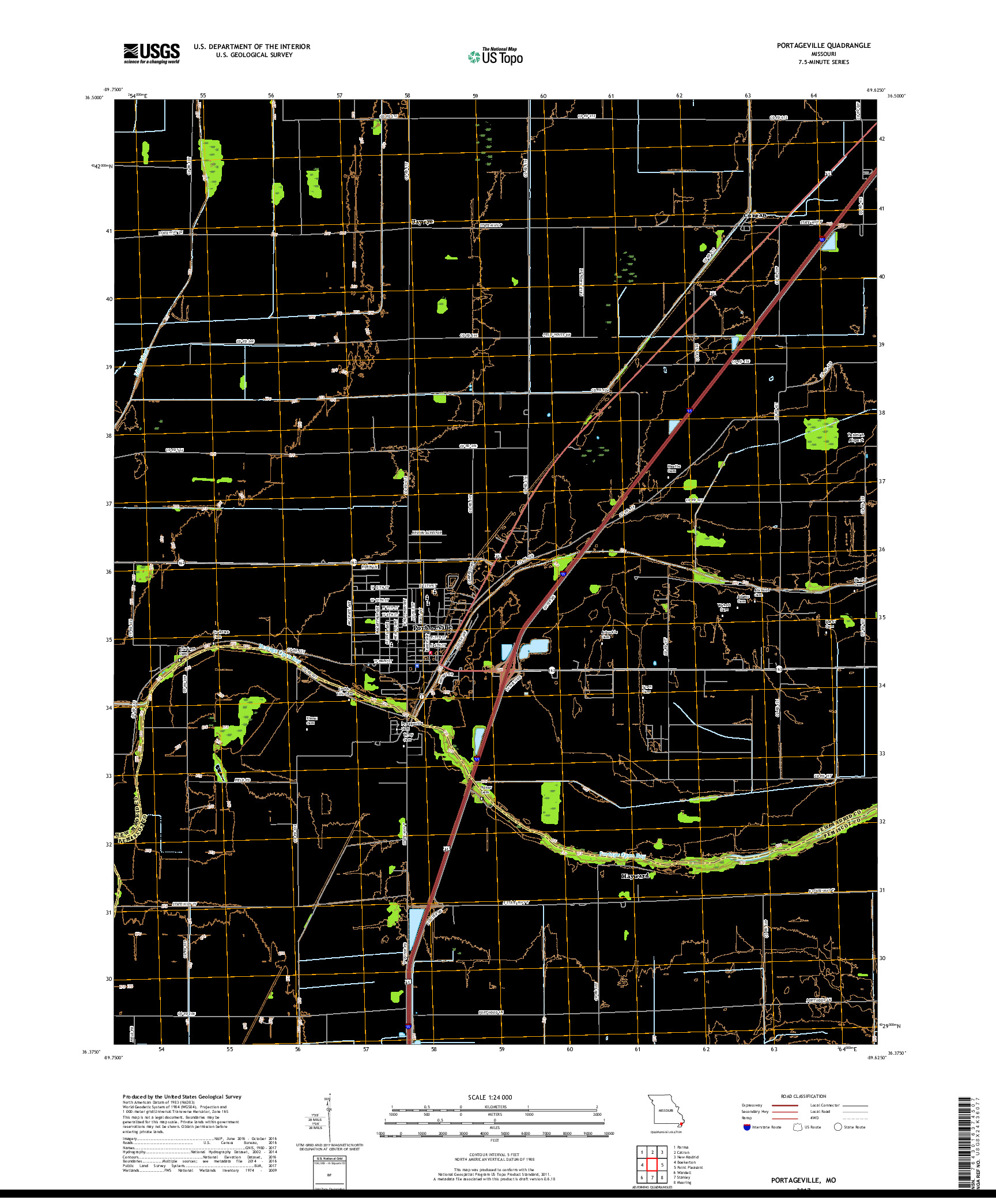 USGS US TOPO 7.5-MINUTE MAP FOR PORTAGEVILLE, MO 2017