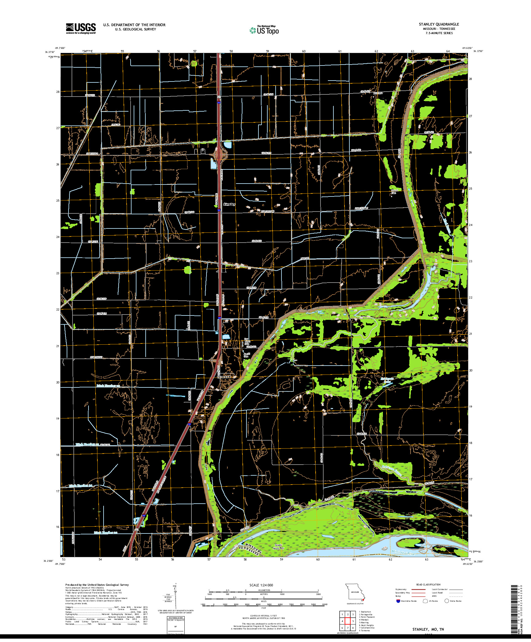 USGS US TOPO 7.5-MINUTE MAP FOR STANLEY, MO,TN 2017