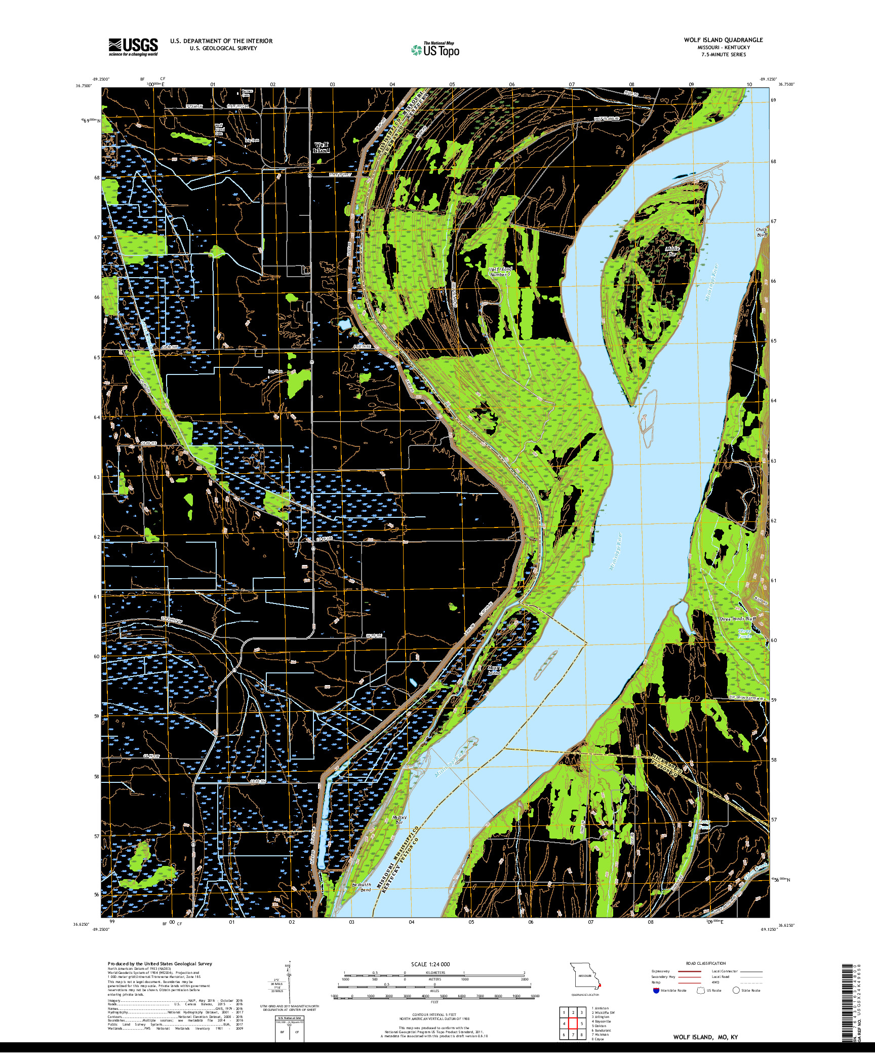 USGS US TOPO 7.5-MINUTE MAP FOR WOLF ISLAND, MO,KY 2017