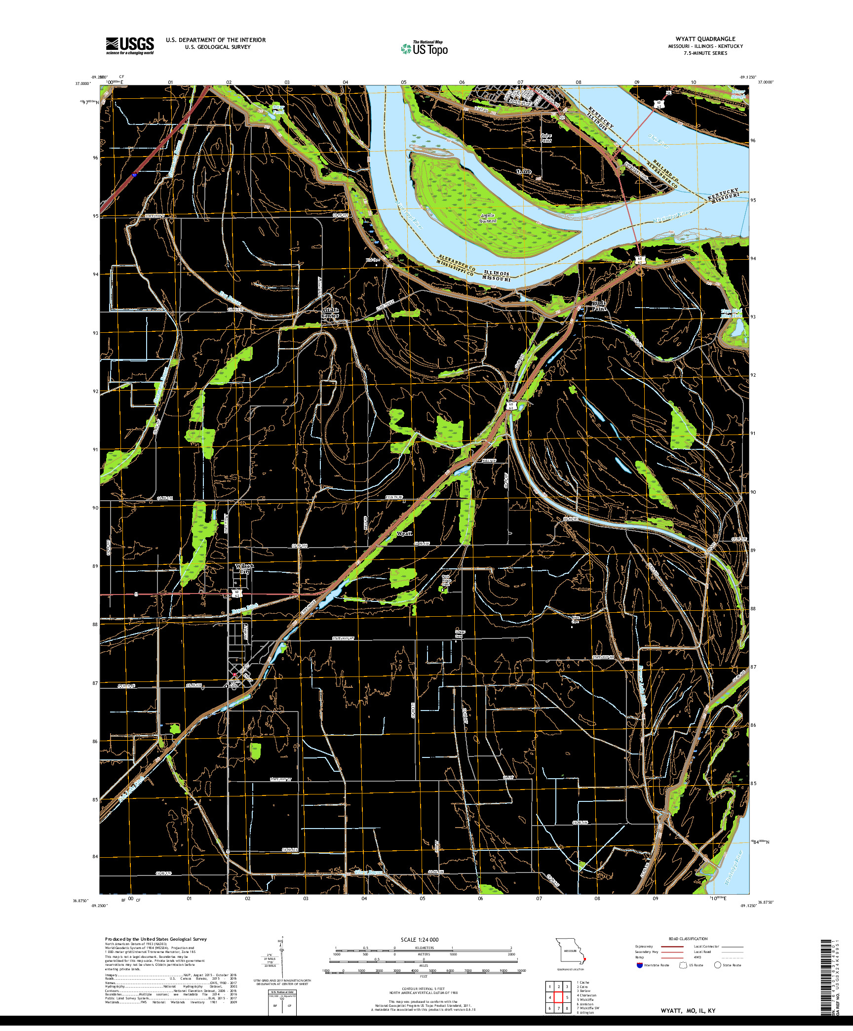 USGS US TOPO 7.5-MINUTE MAP FOR WYATT, MO,IL,KY 2017