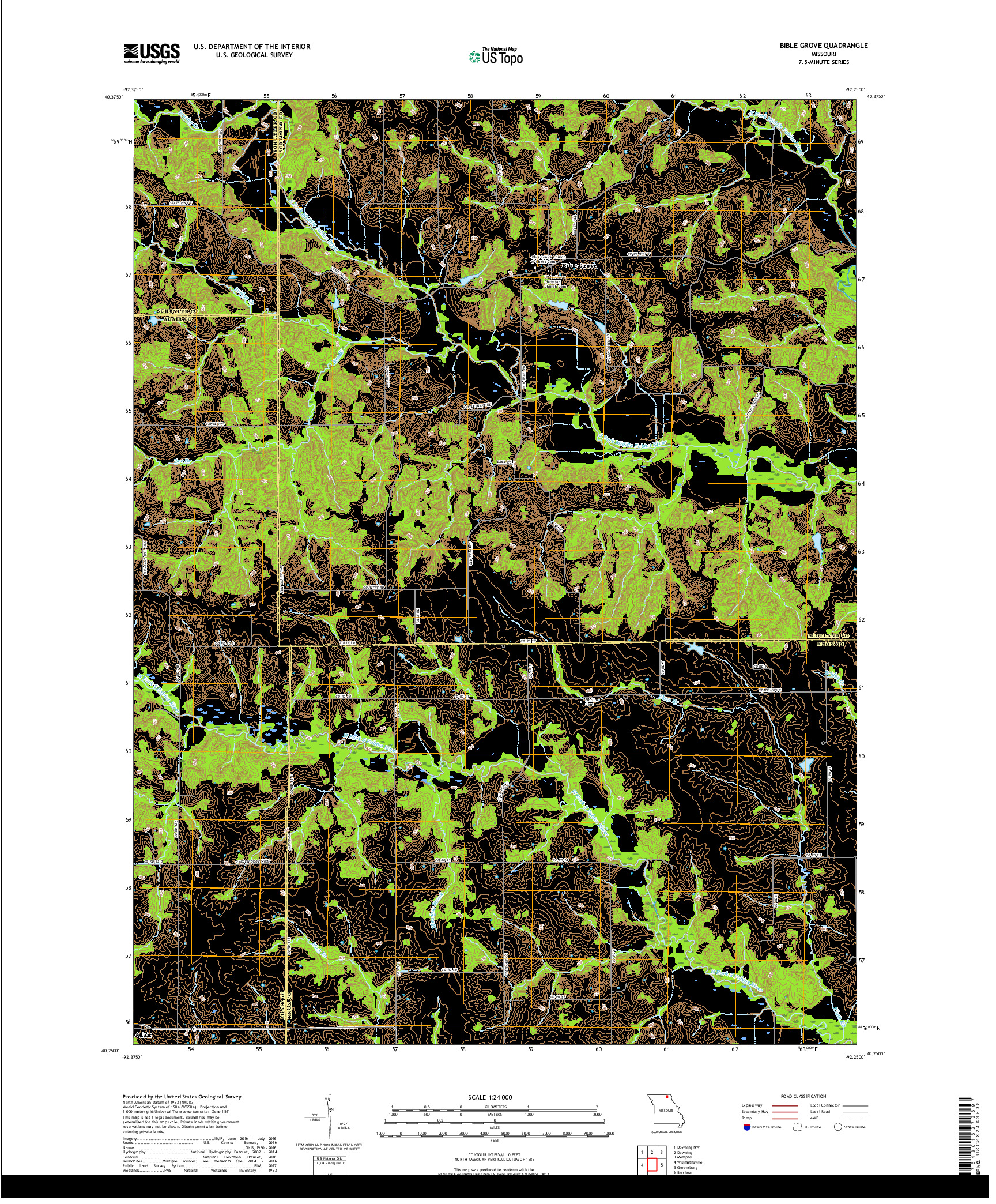 USGS US TOPO 7.5-MINUTE MAP FOR BIBLE GROVE, MO 2017