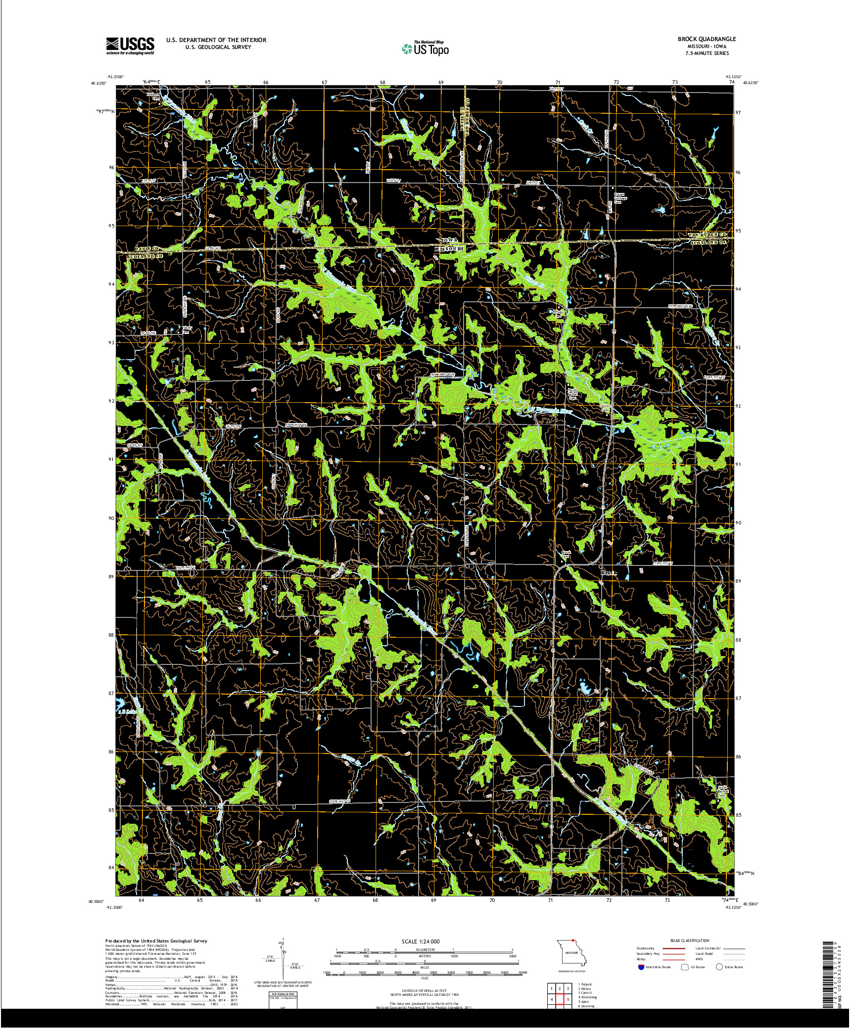 USGS US TOPO 7.5-MINUTE MAP FOR BROCK, MO,IA 2017