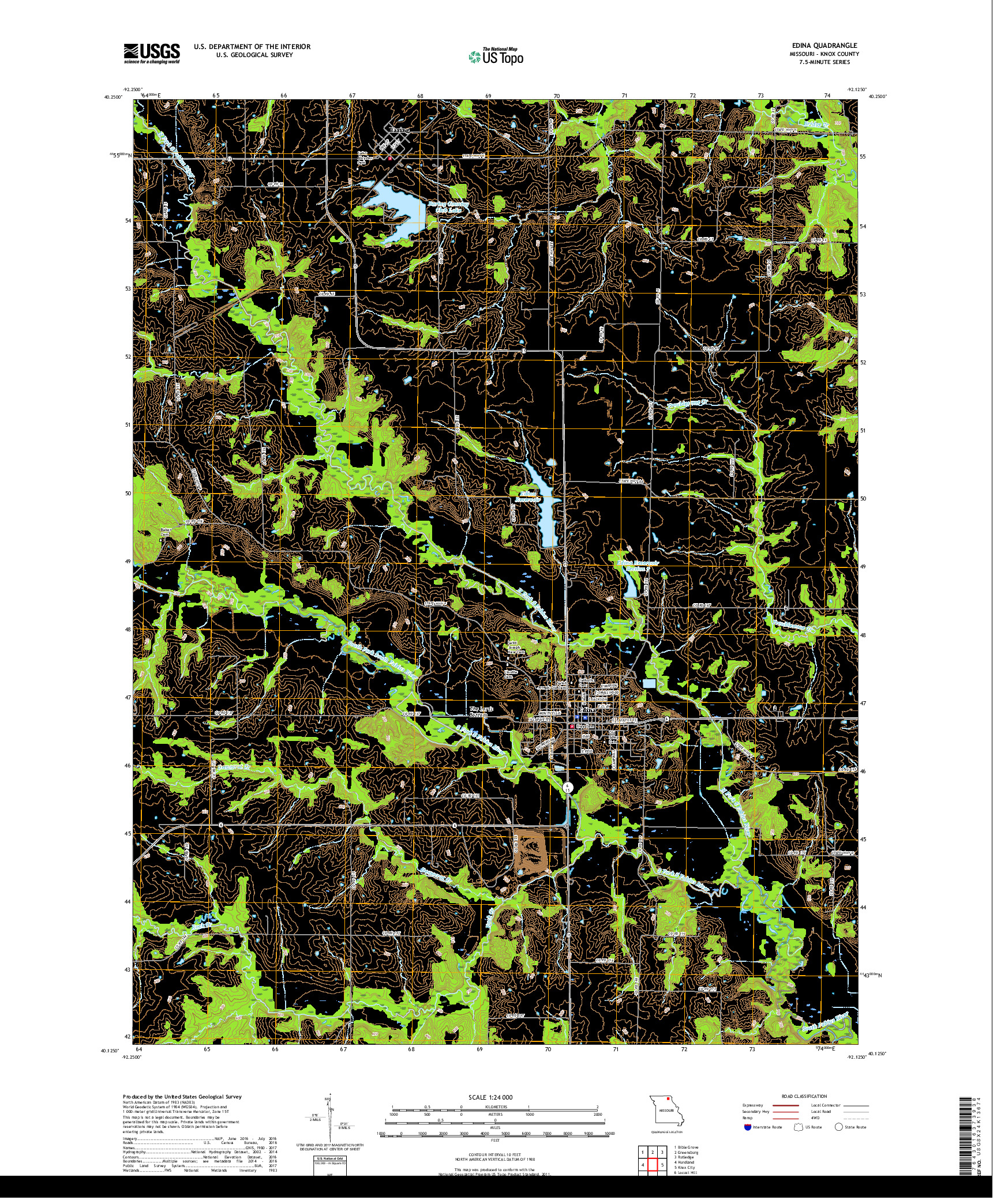 USGS US TOPO 7.5-MINUTE MAP FOR EDINA, MO 2017