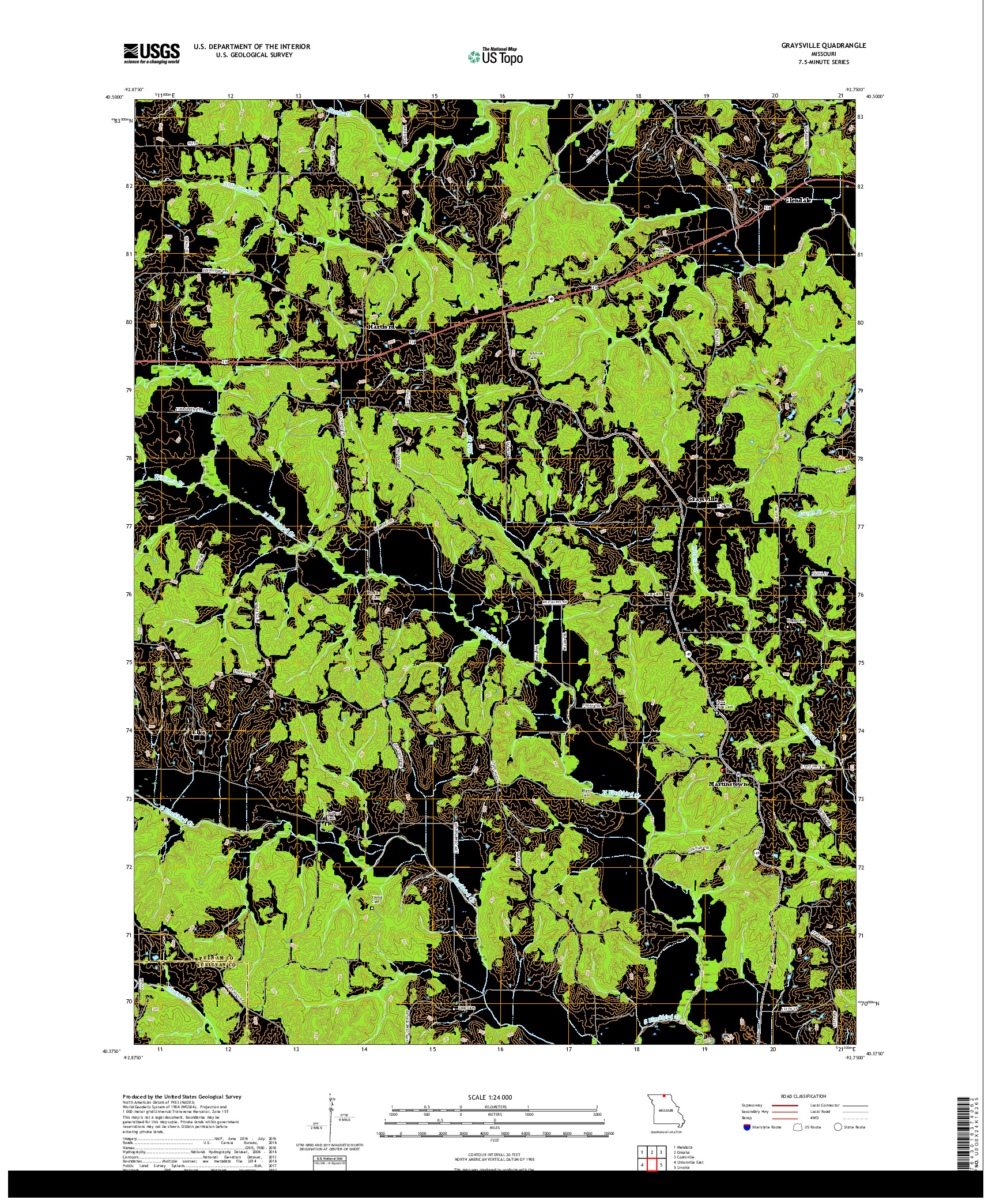 USGS US TOPO 7.5-MINUTE MAP FOR GRAYSVILLE, MO 2017