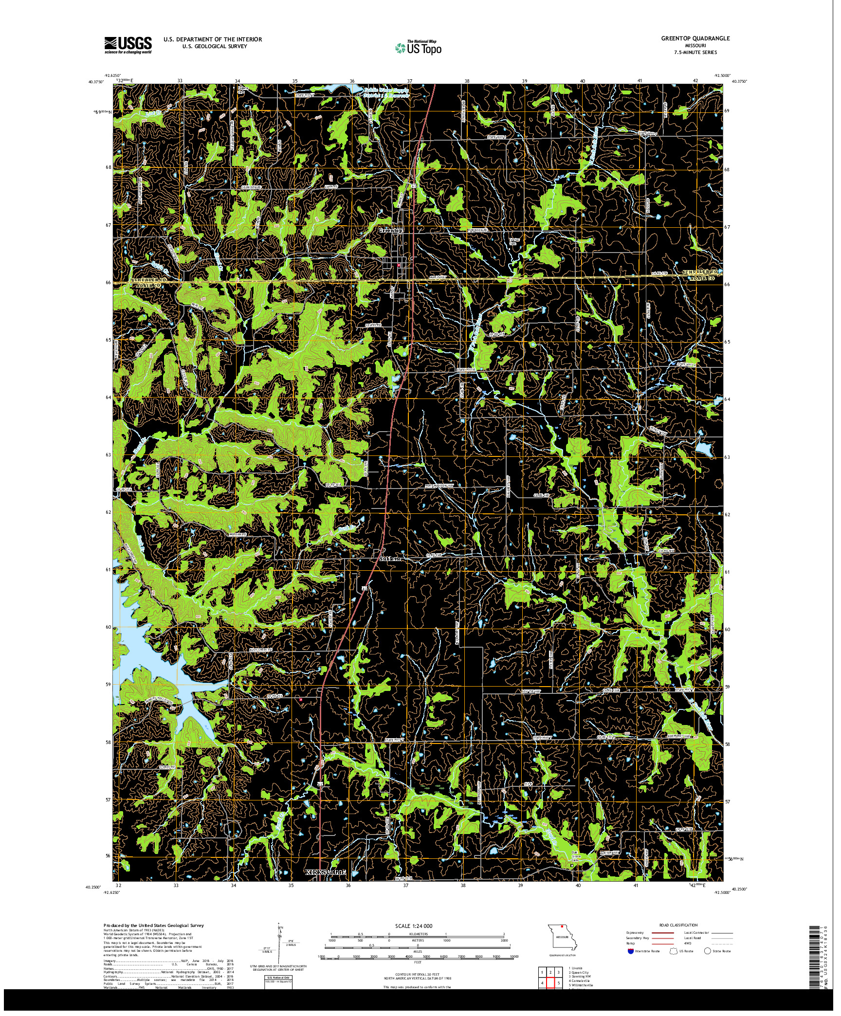 USGS US TOPO 7.5-MINUTE MAP FOR GREENTOP, MO 2017