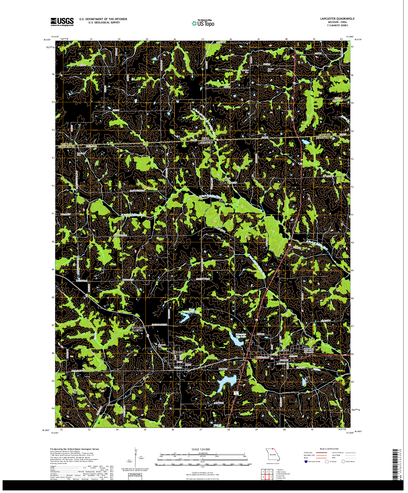 USGS US TOPO 7.5-MINUTE MAP FOR LANCASTER, MO,IA 2017