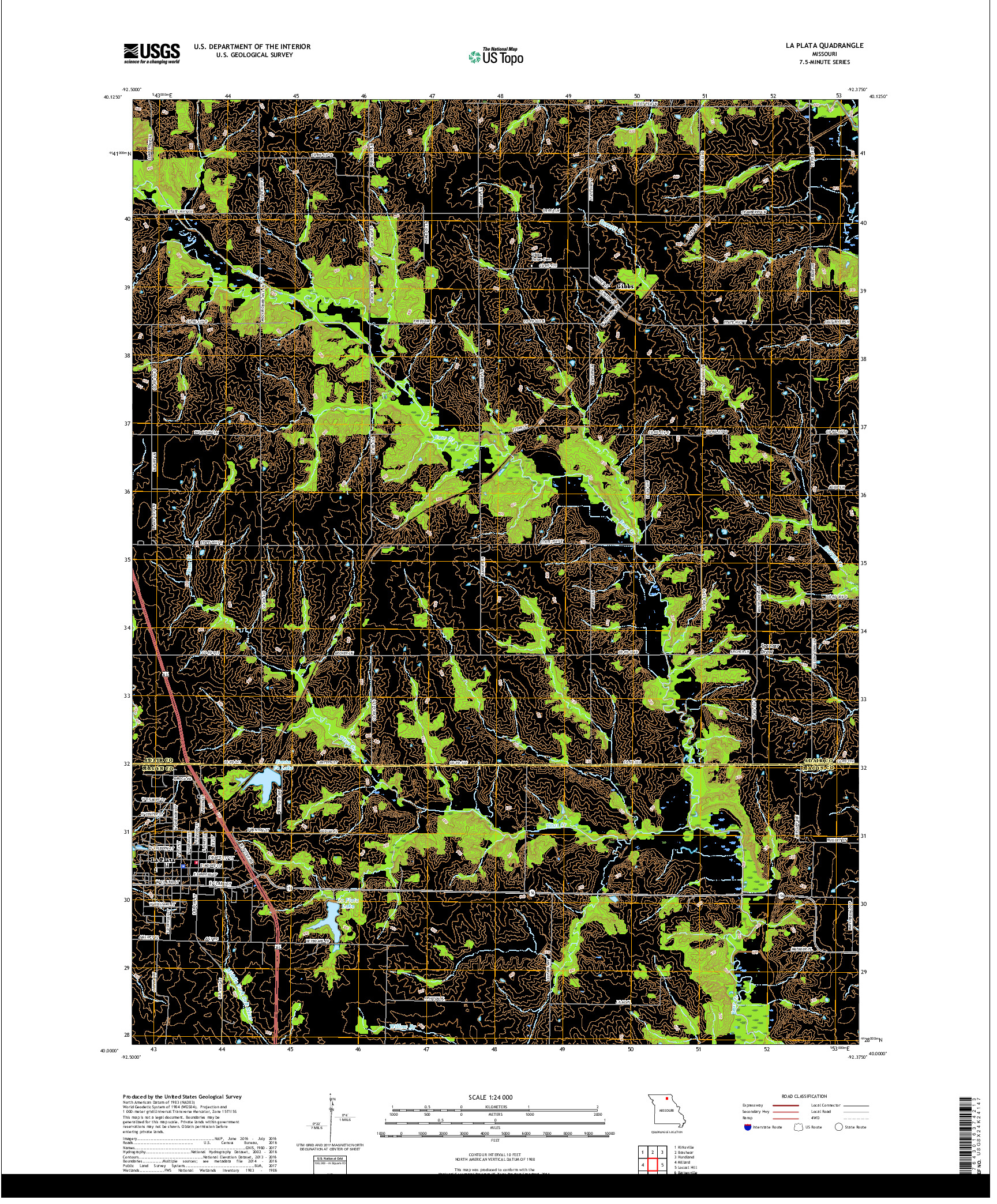 USGS US TOPO 7.5-MINUTE MAP FOR LA PLATA, MO 2017