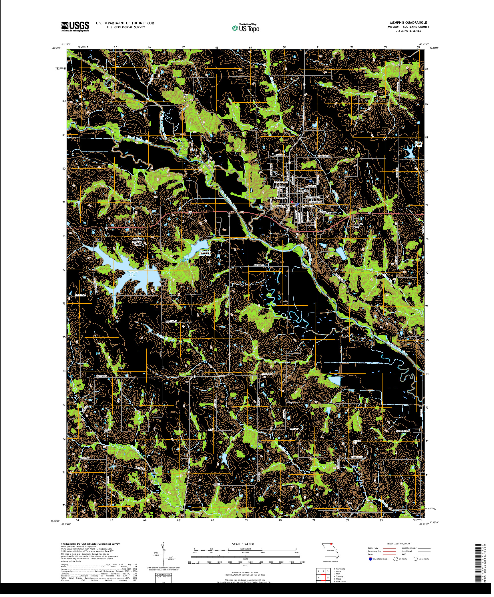 USGS US TOPO 7.5-MINUTE MAP FOR MEMPHIS, MO 2017