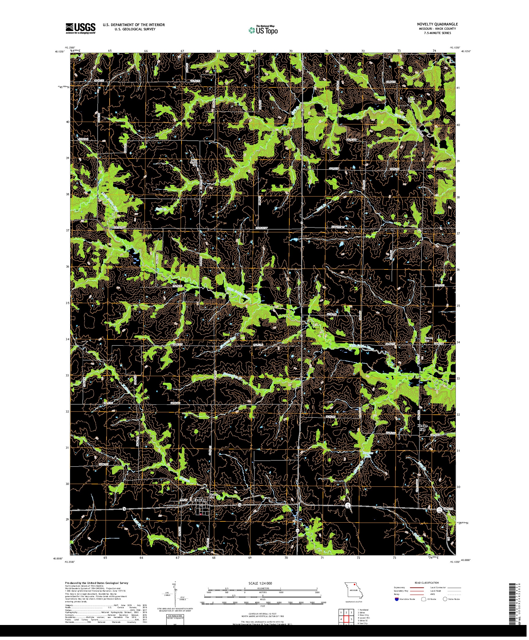 USGS US TOPO 7.5-MINUTE MAP FOR NOVELTY, MO 2017