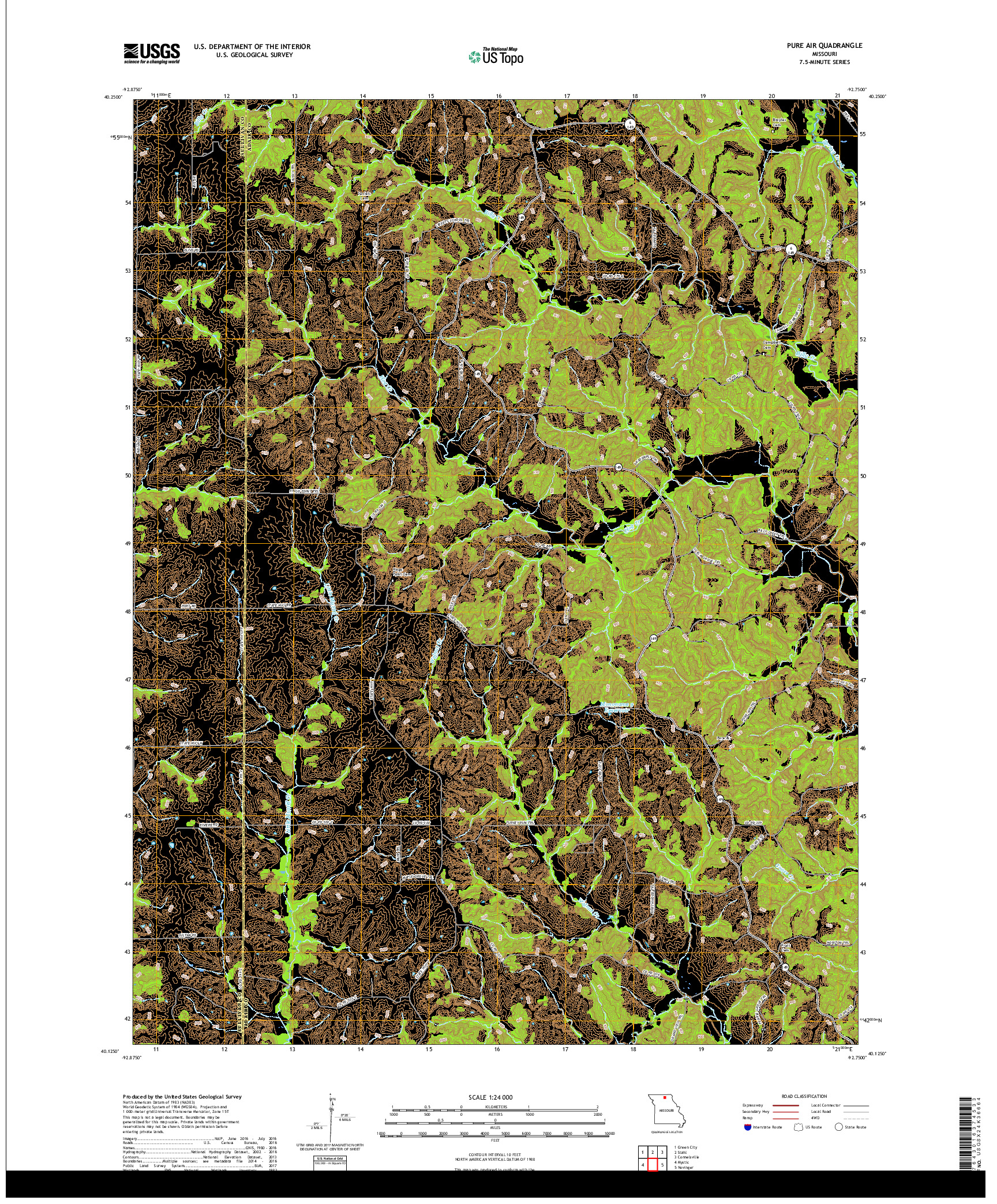 USGS US TOPO 7.5-MINUTE MAP FOR PURE AIR, MO 2017