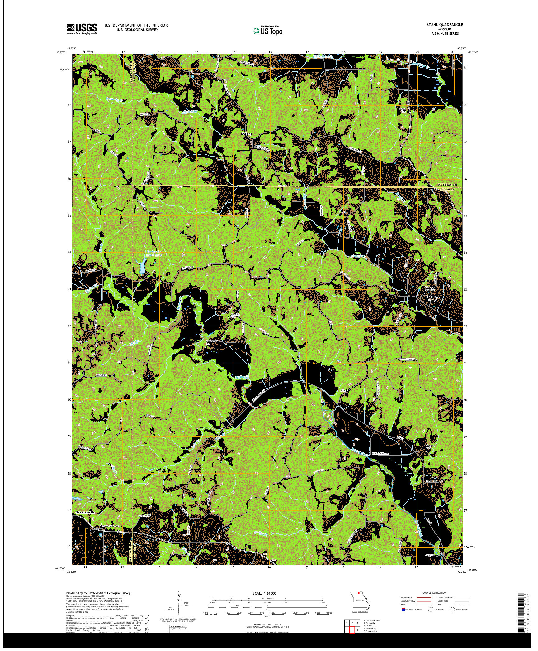 USGS US TOPO 7.5-MINUTE MAP FOR STAHL, MO 2017