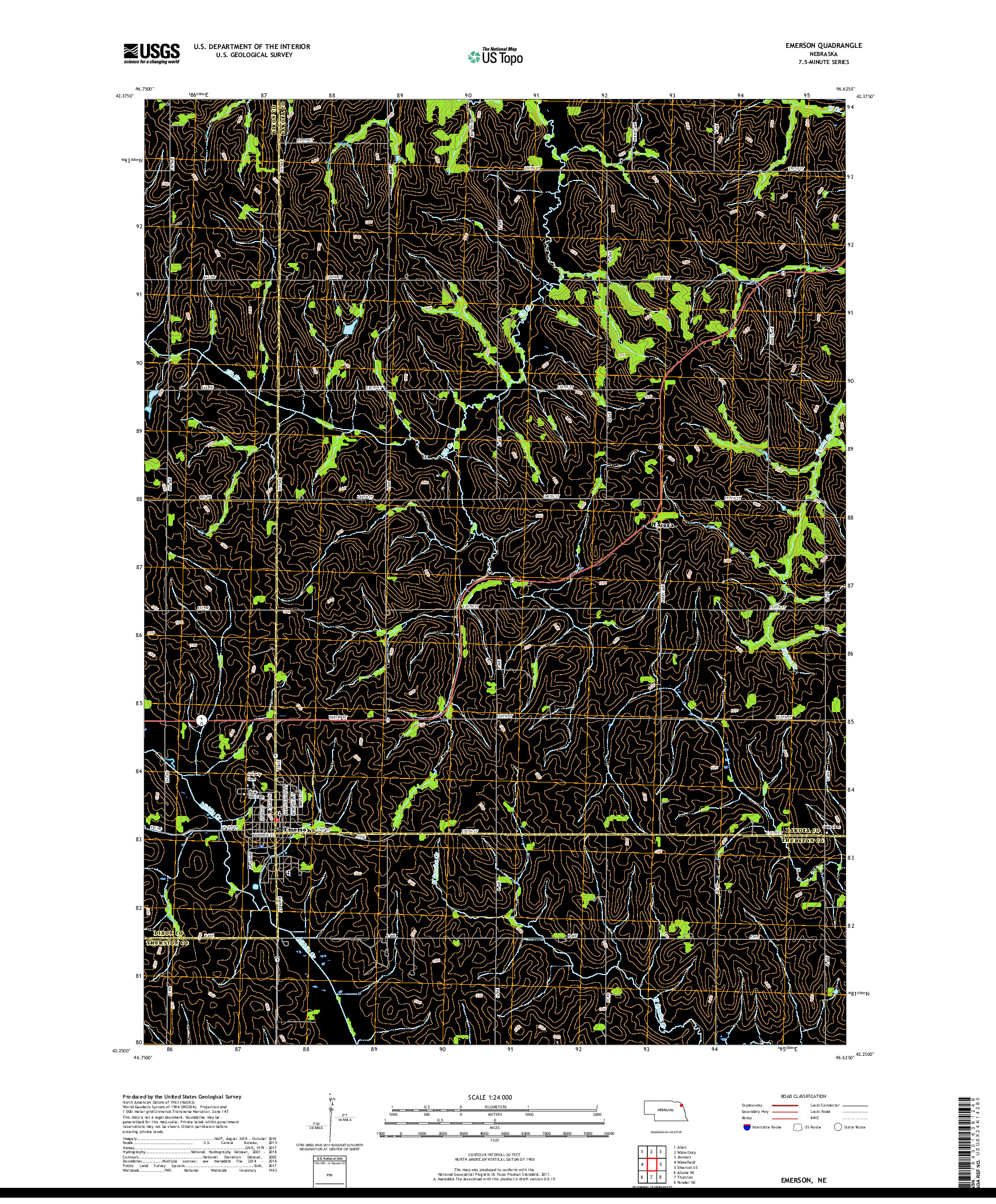 USGS US TOPO 7.5-MINUTE MAP FOR EMERSON, NE 2017