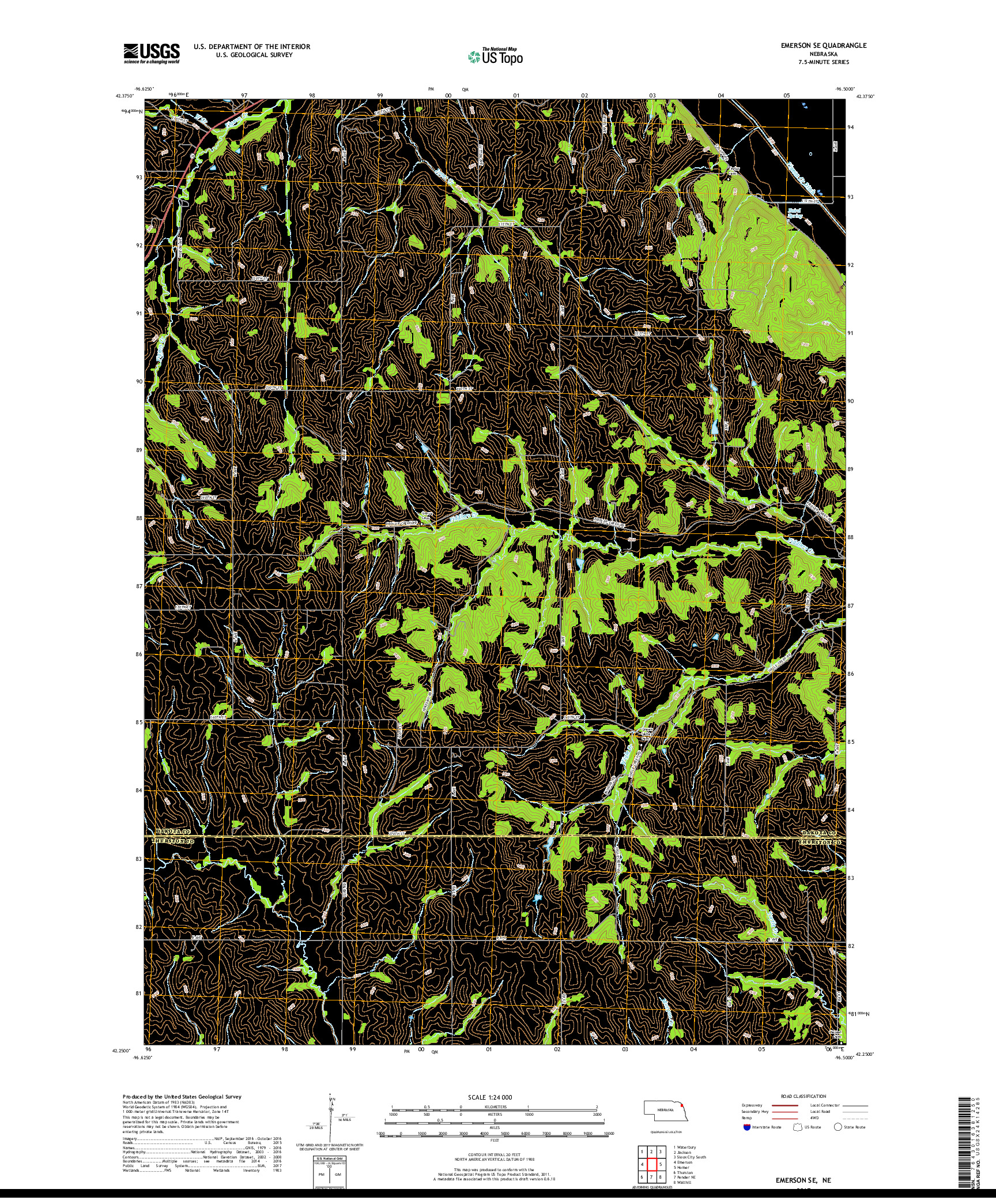 USGS US TOPO 7.5-MINUTE MAP FOR EMERSON SE, NE 2017