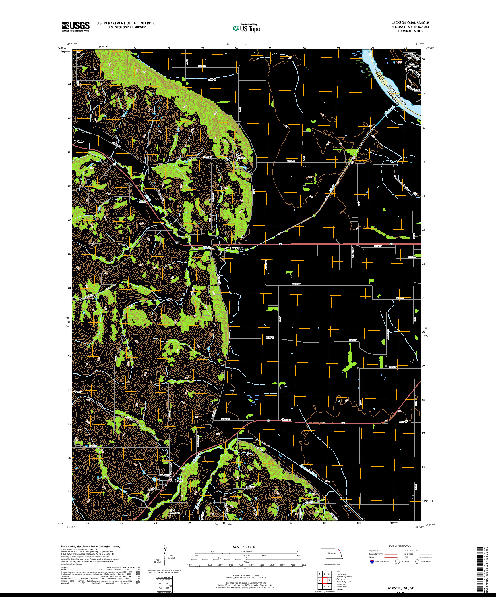 USGS US TOPO 7.5-MINUTE MAP FOR JACKSON, NE,SD 2017