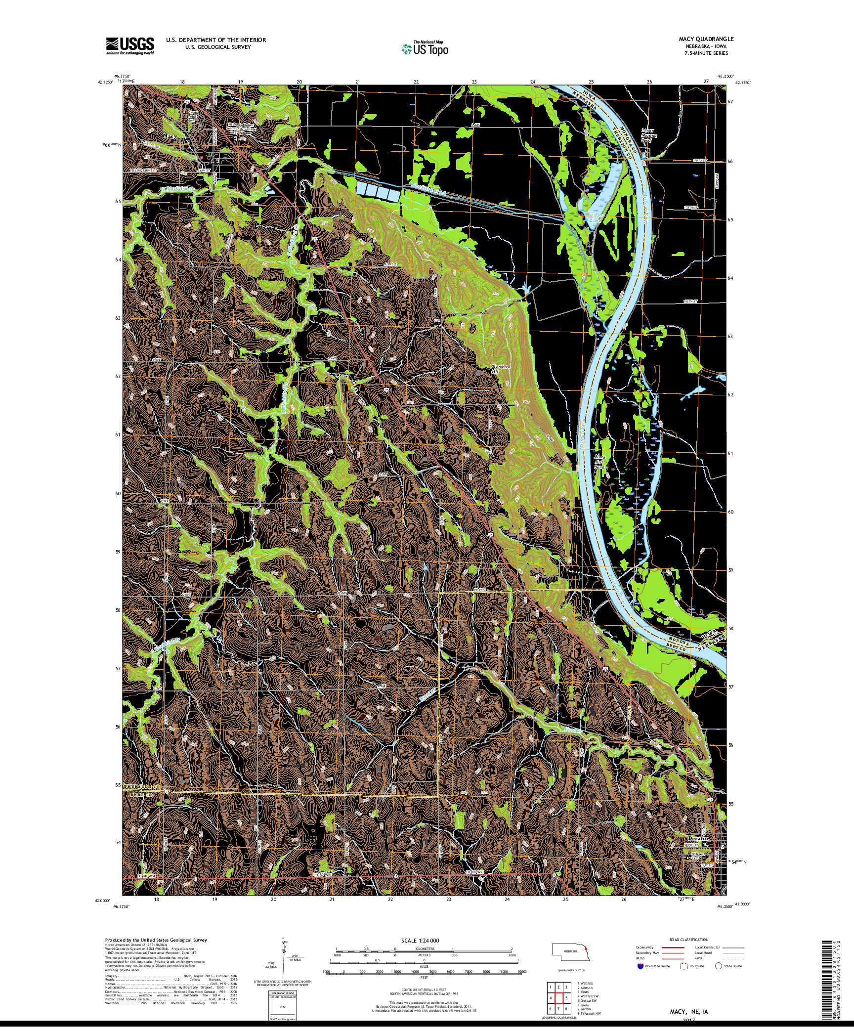 USGS US TOPO 7.5-MINUTE MAP FOR MACY, NE,IA 2017