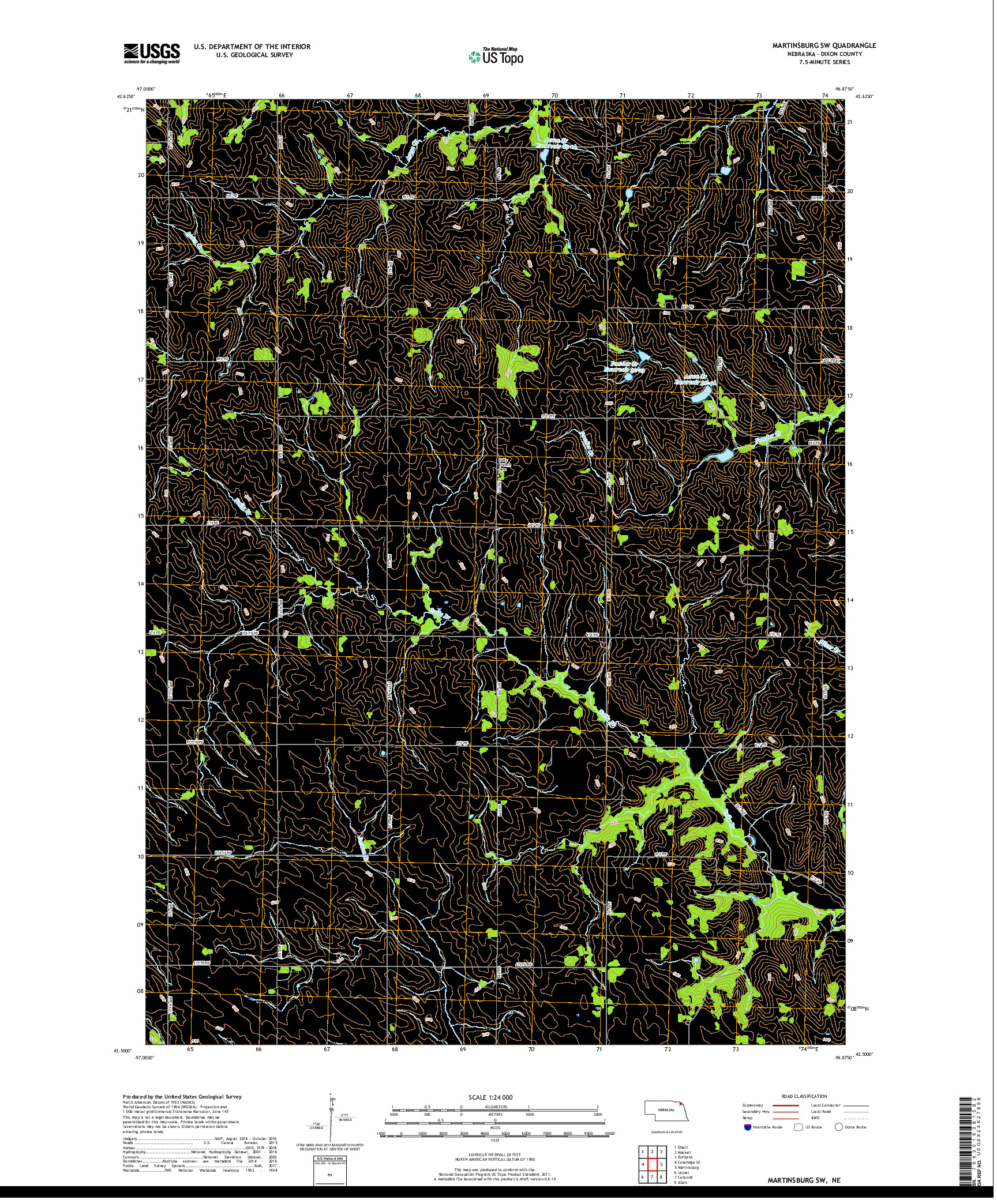 USGS US TOPO 7.5-MINUTE MAP FOR MARTINSBURG SW, NE 2017