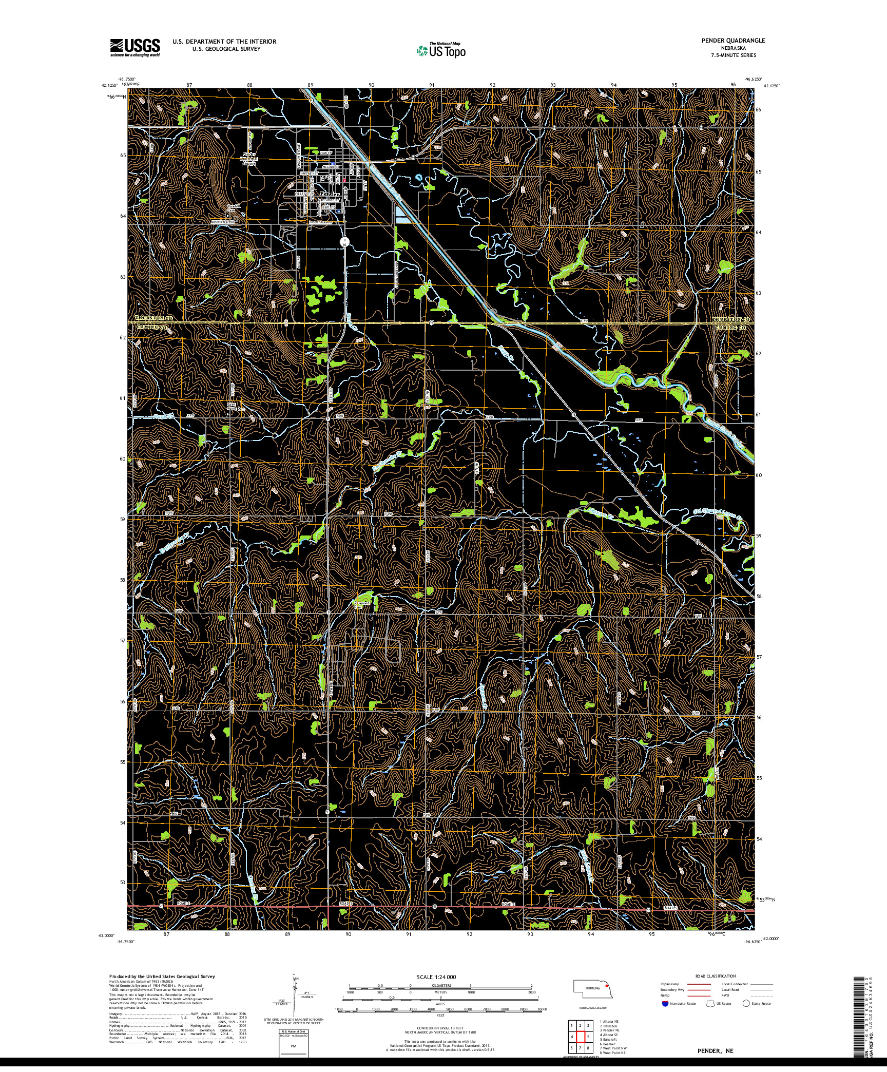 USGS US TOPO 7.5-MINUTE MAP FOR PENDER, NE 2017