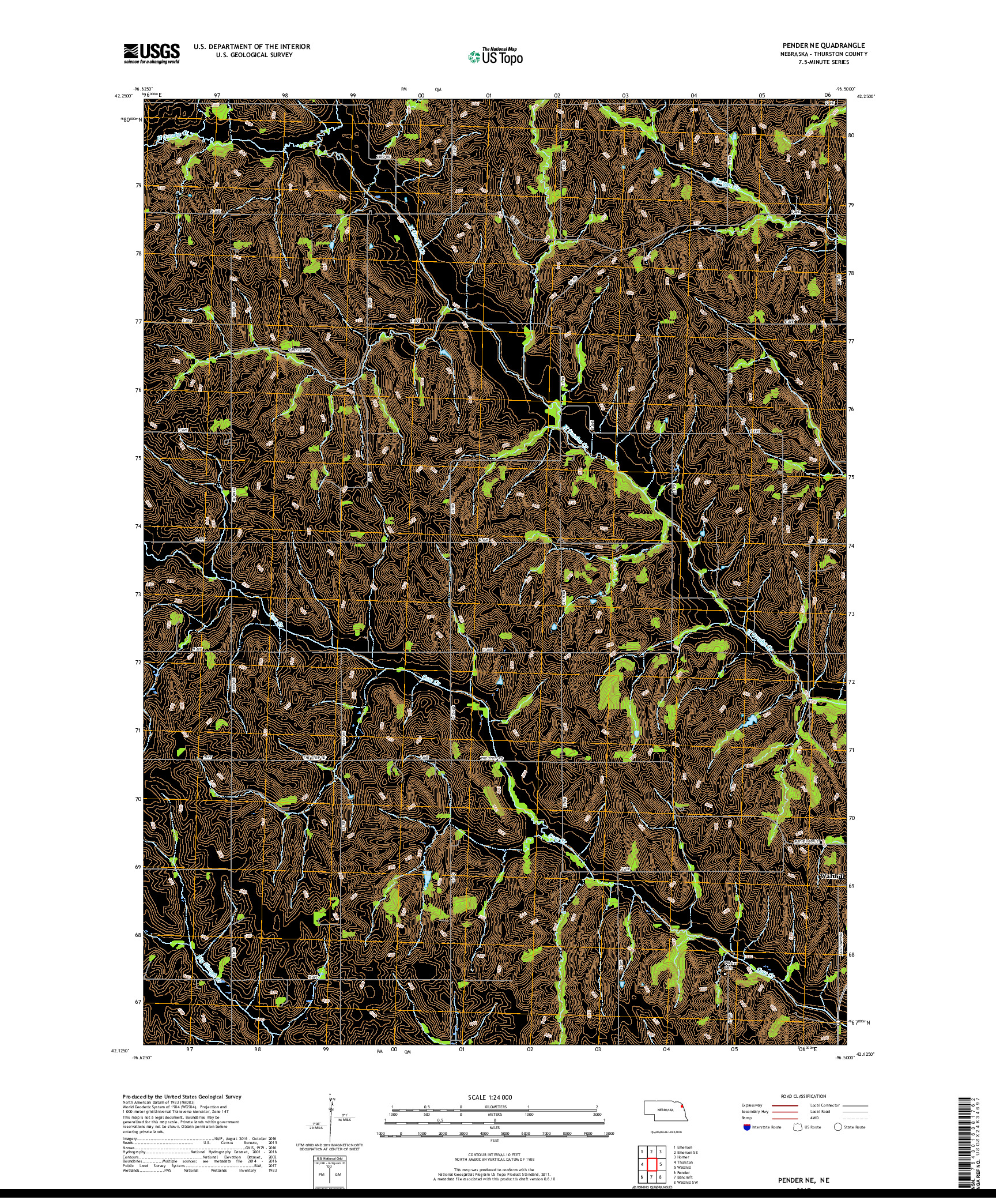 USGS US TOPO 7.5-MINUTE MAP FOR PENDER NE, NE 2017