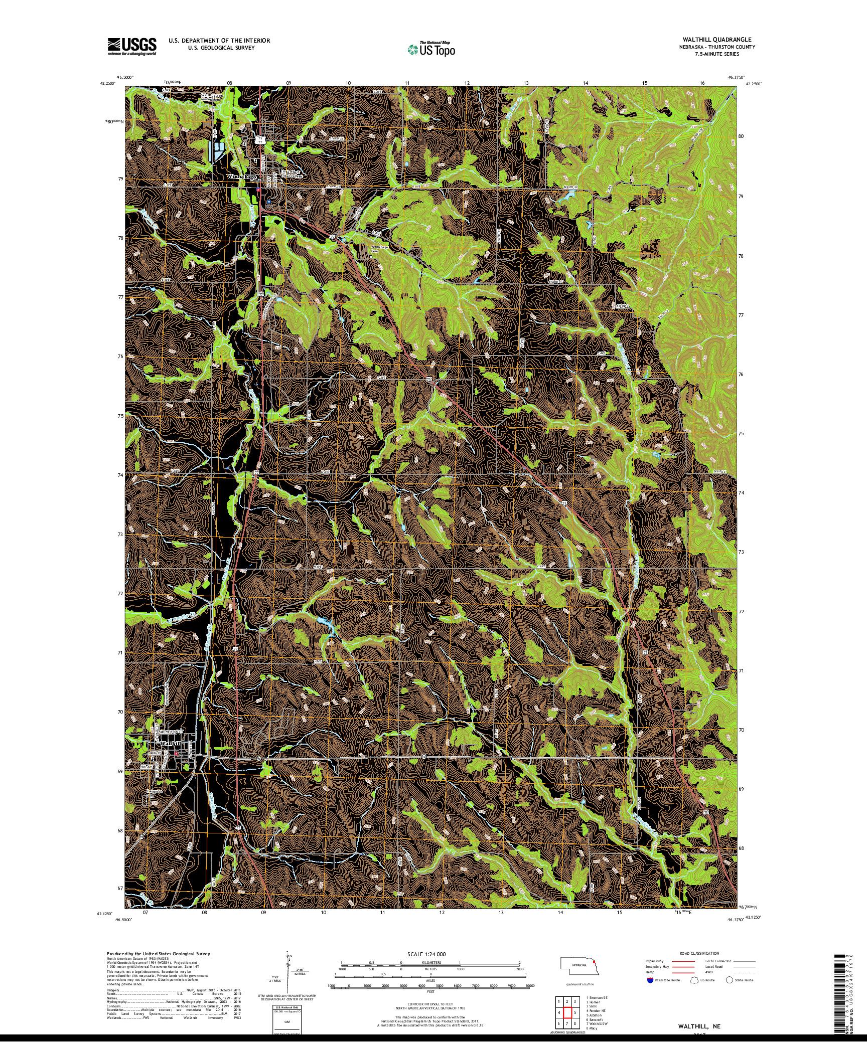 USGS US TOPO 7.5-MINUTE MAP FOR WALTHILL, NE 2017