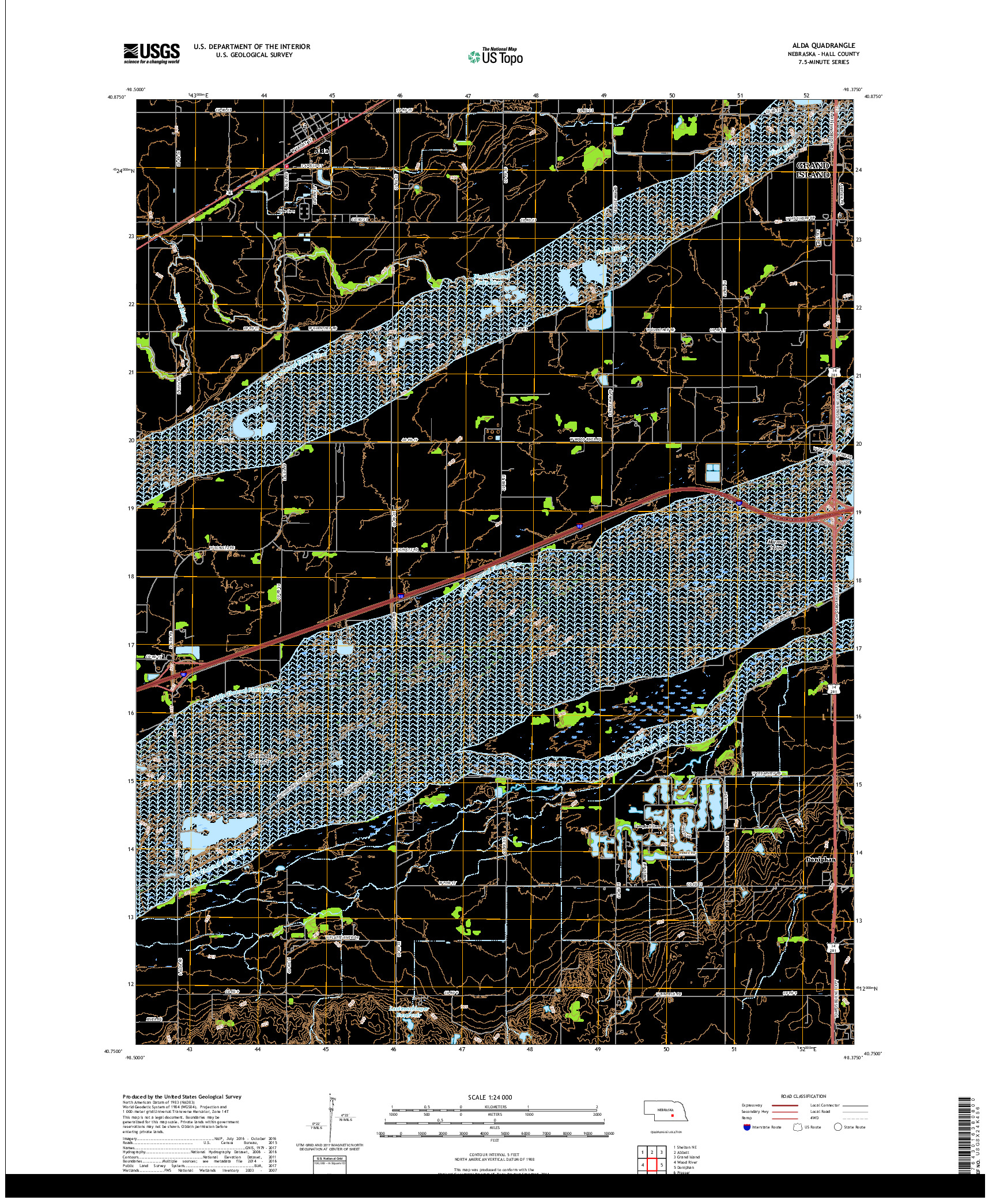 USGS US TOPO 7.5-MINUTE MAP FOR ALDA, NE 2017