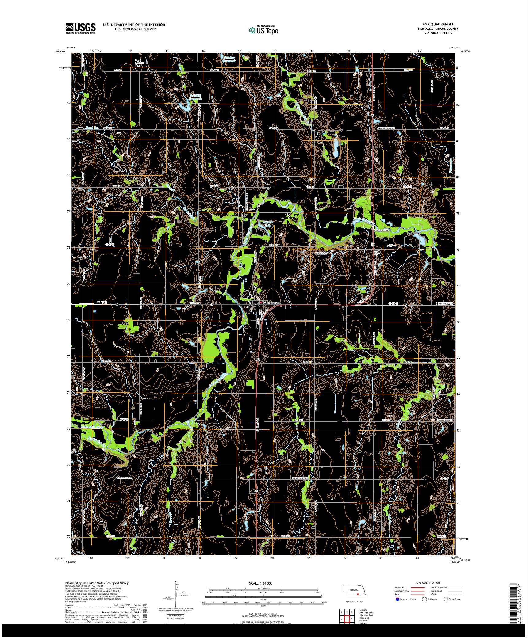 USGS US TOPO 7.5-MINUTE MAP FOR AYR, NE 2017