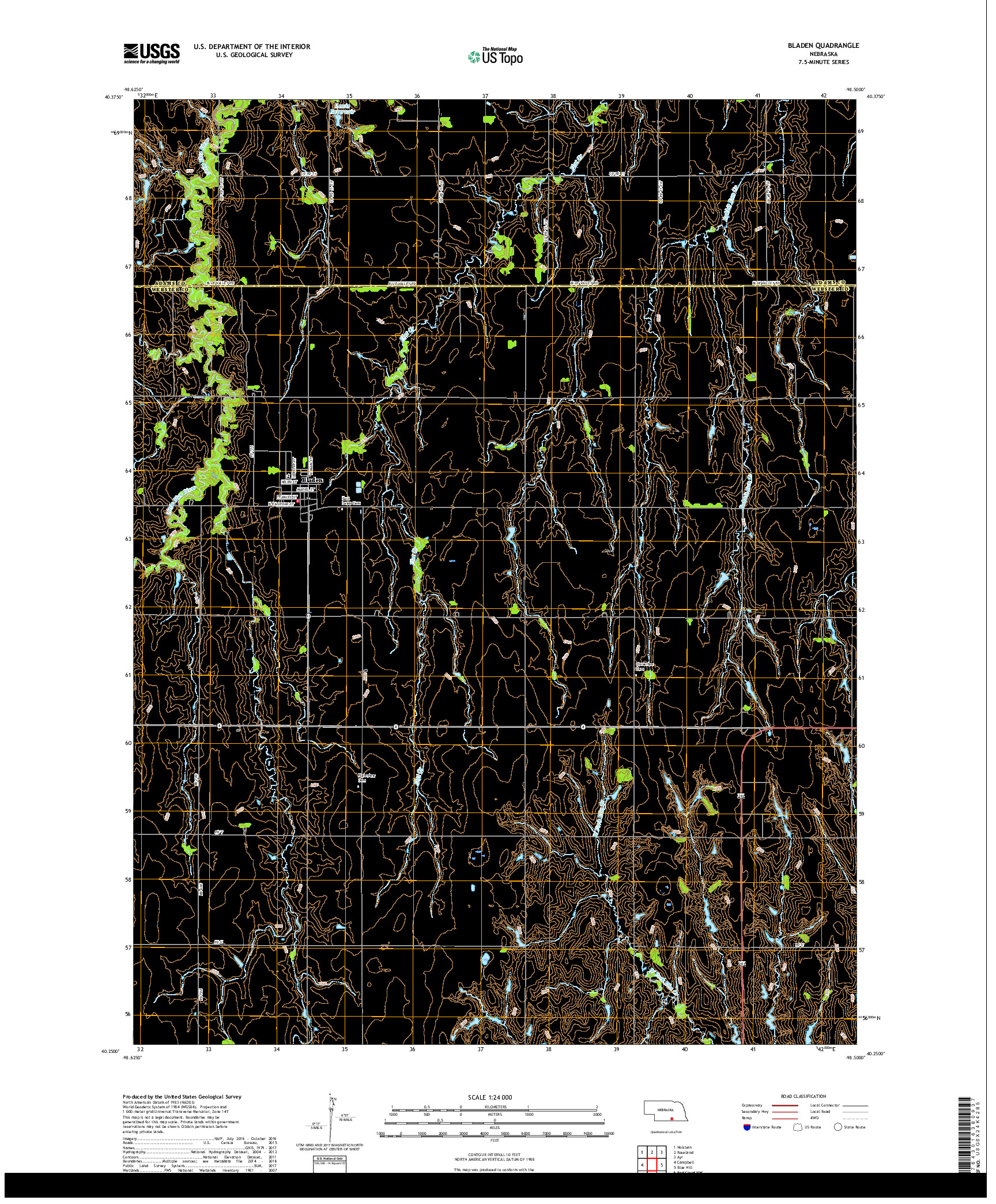 USGS US TOPO 7.5-MINUTE MAP FOR BLADEN, NE 2017