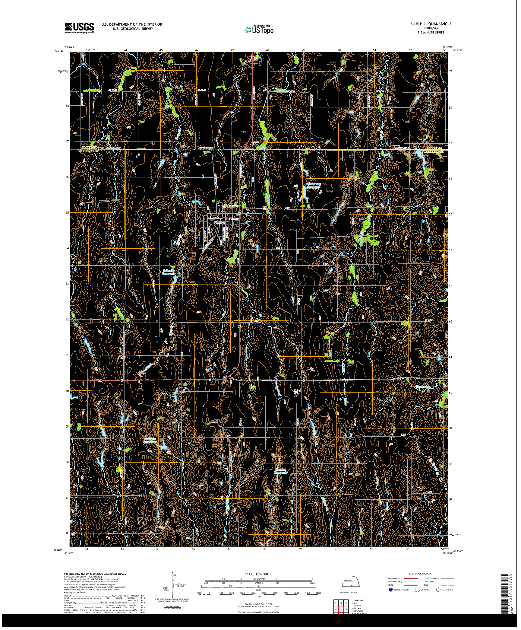 USGS US TOPO 7.5-MINUTE MAP FOR BLUE HILL, NE 2017