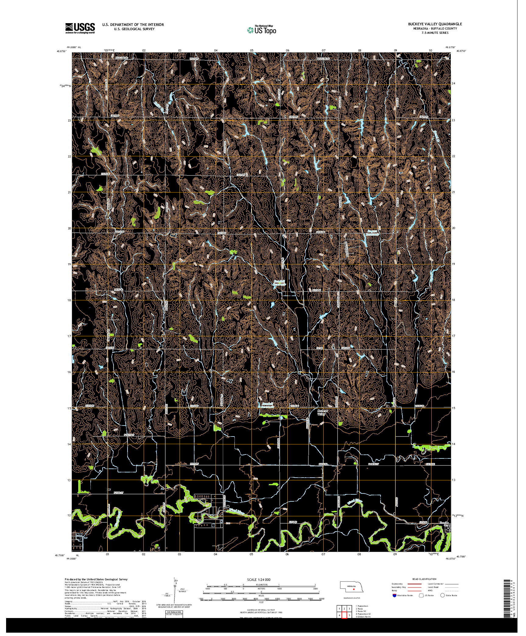 USGS US TOPO 7.5-MINUTE MAP FOR BUCKEYE VALLEY, NE 2017