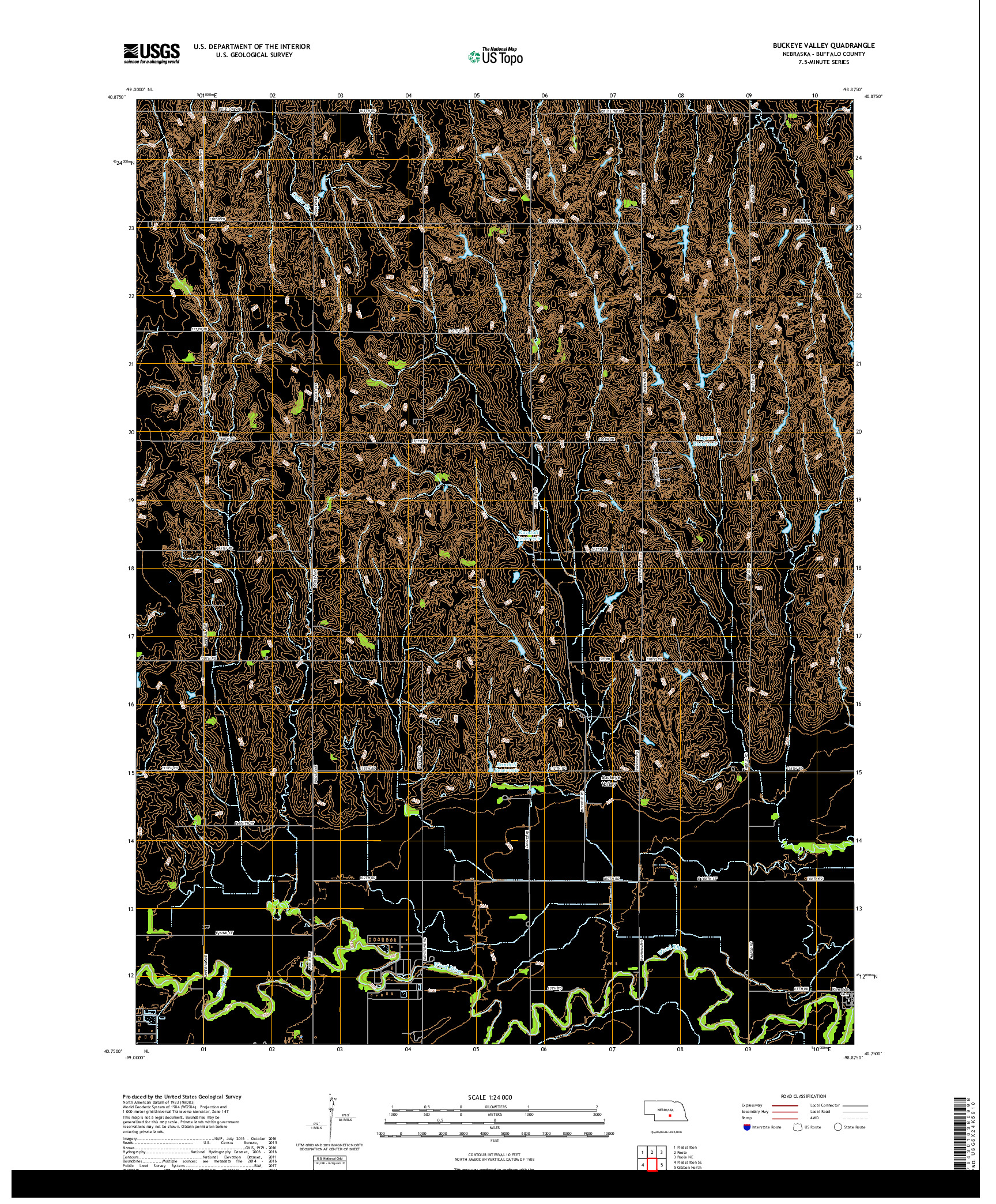 USGS US TOPO 7.5-MINUTE MAP FOR BUCKEYE VALLEY, NE 2017