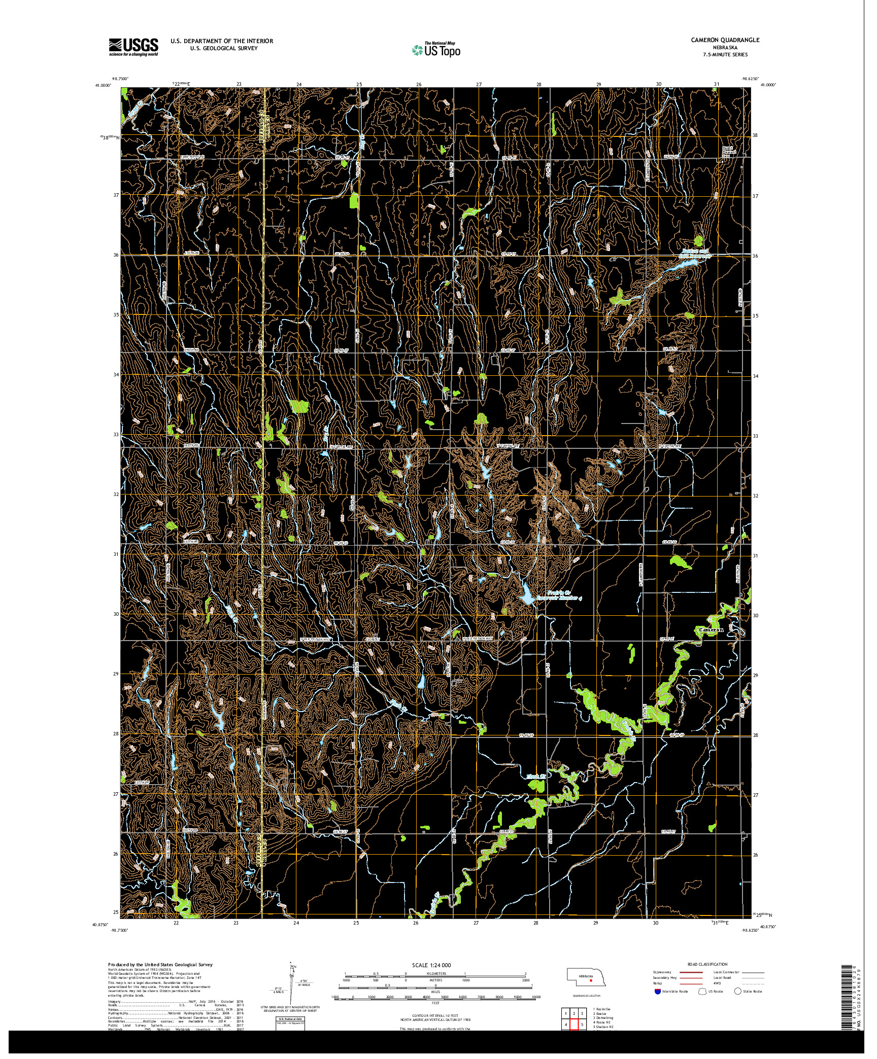 USGS US TOPO 7.5-MINUTE MAP FOR CAMERON, NE 2017