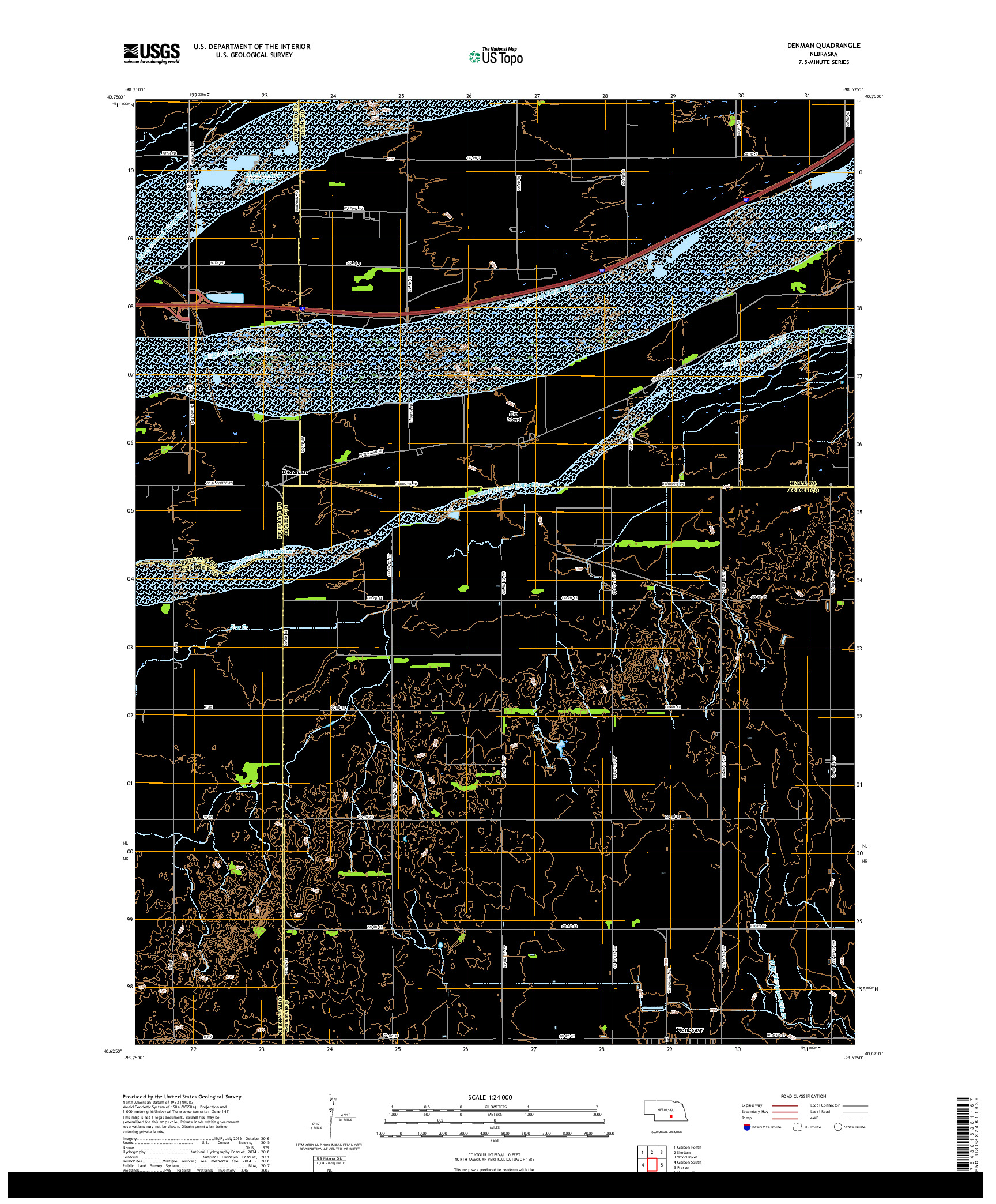 USGS US TOPO 7.5-MINUTE MAP FOR DENMAN, NE 2017