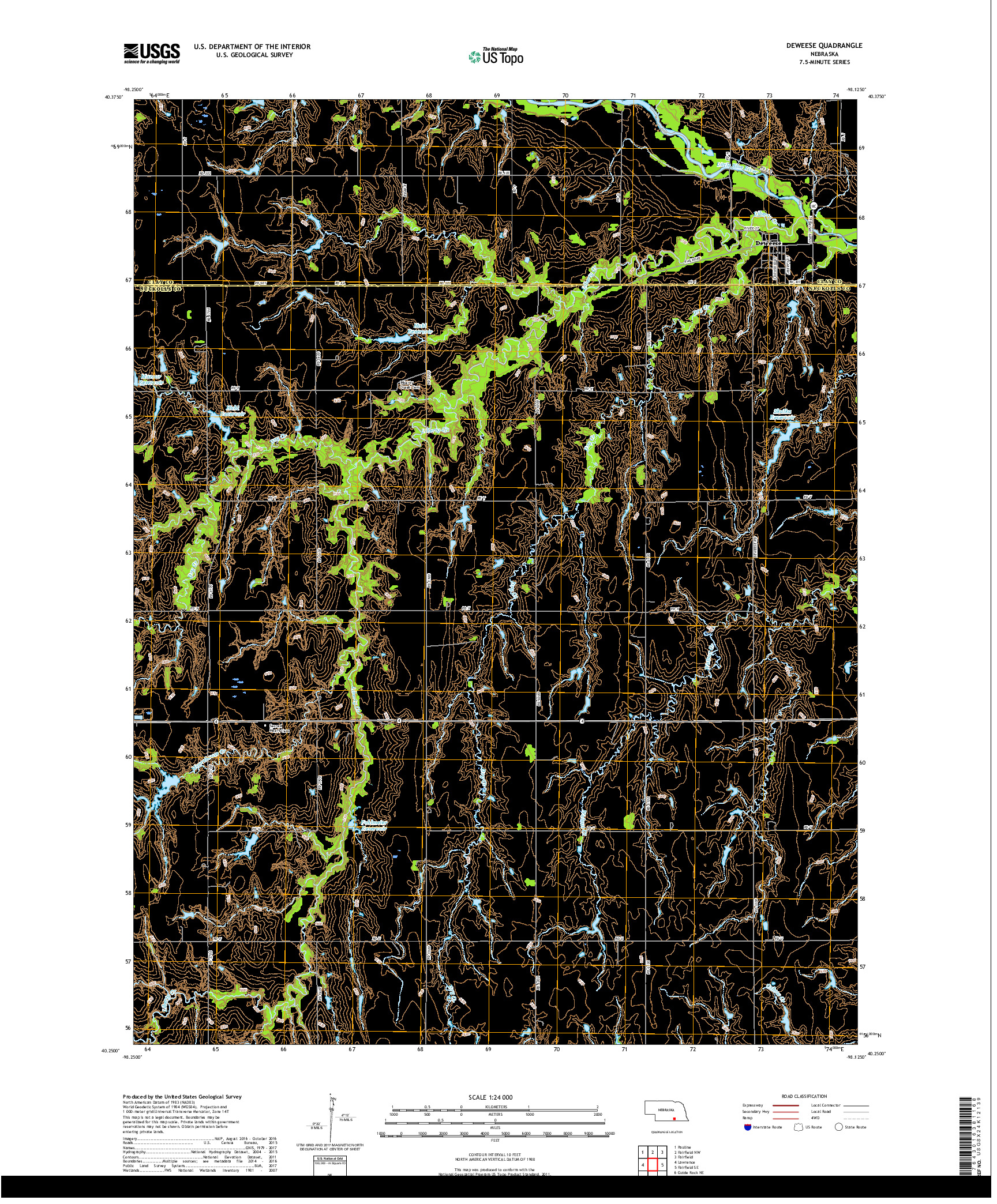 USGS US TOPO 7.5-MINUTE MAP FOR DEWEESE, NE 2017